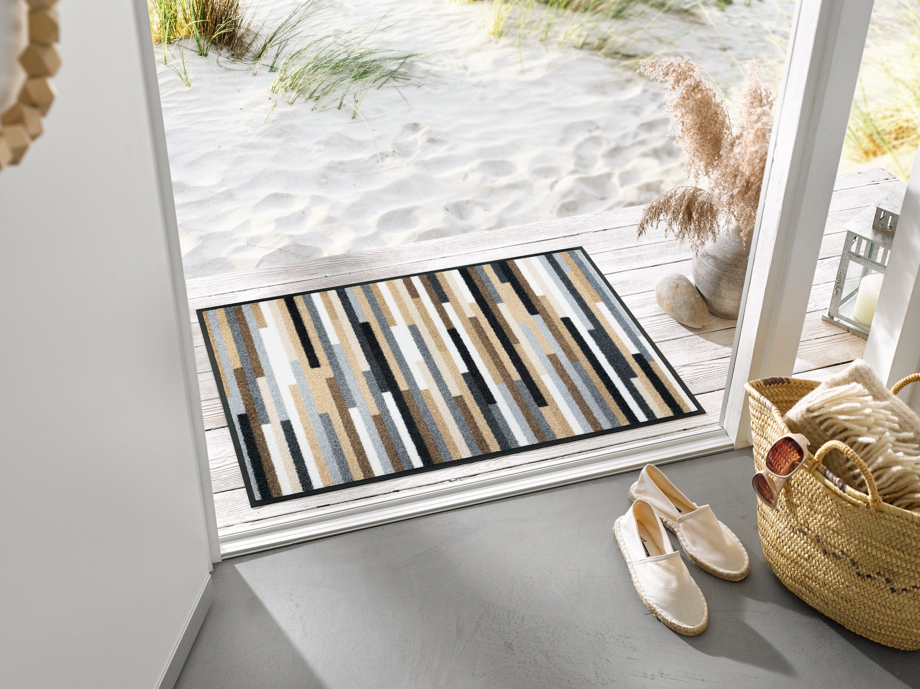 wash+dry by Kleen-Tex Teppich Mikado Stripes, rechteckig, Höhe: 7 mm, moder günstig online kaufen