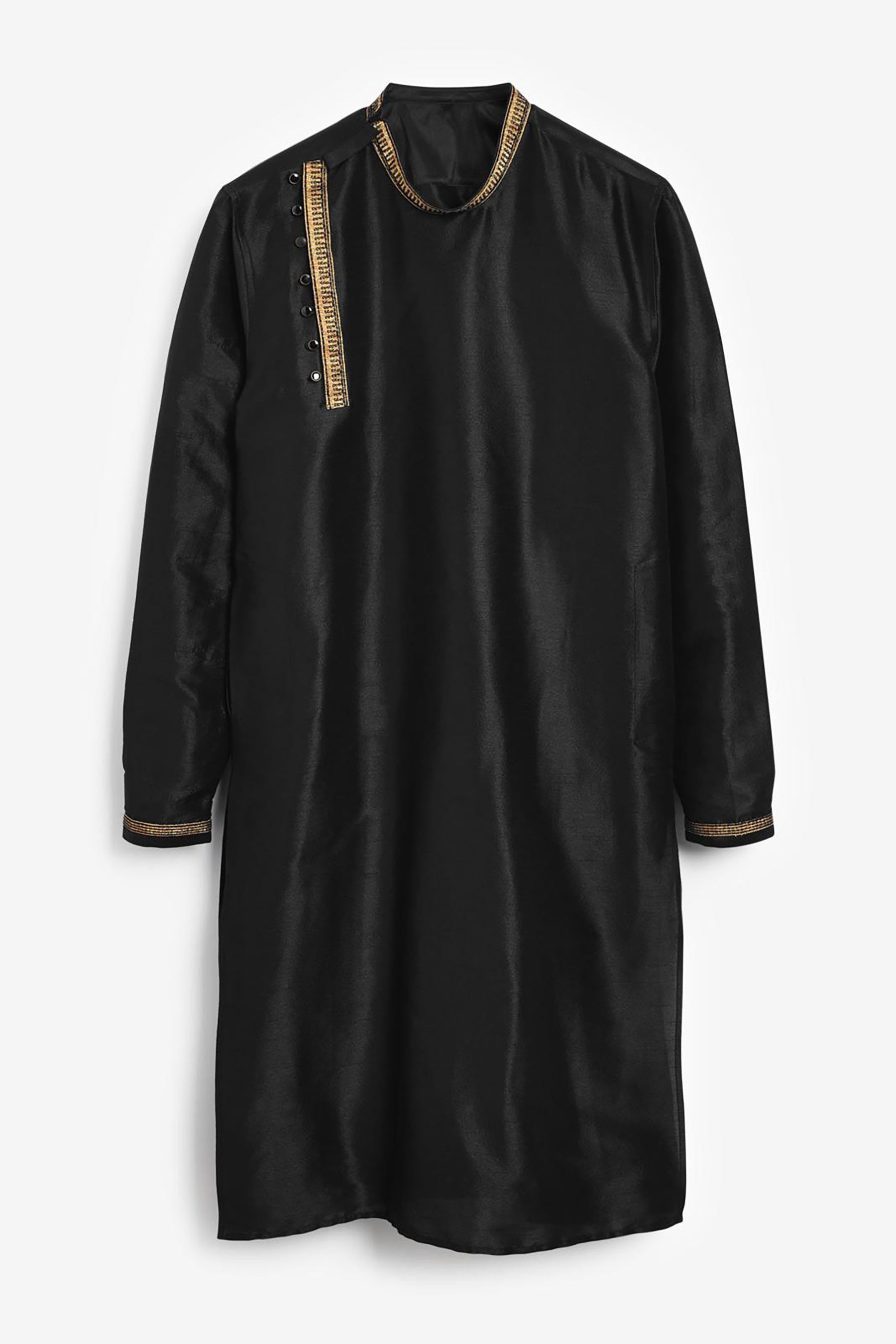 Next Tunikashirt Kurta-Hemd mit Stickereien (1-tlg) Black Longline