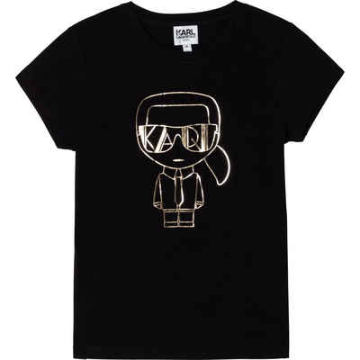 KARL LAGERFELD T-Shirt Karl Lagerfeld T-Shirt schwarz ikonisch Spiegel Transfer Logo gold