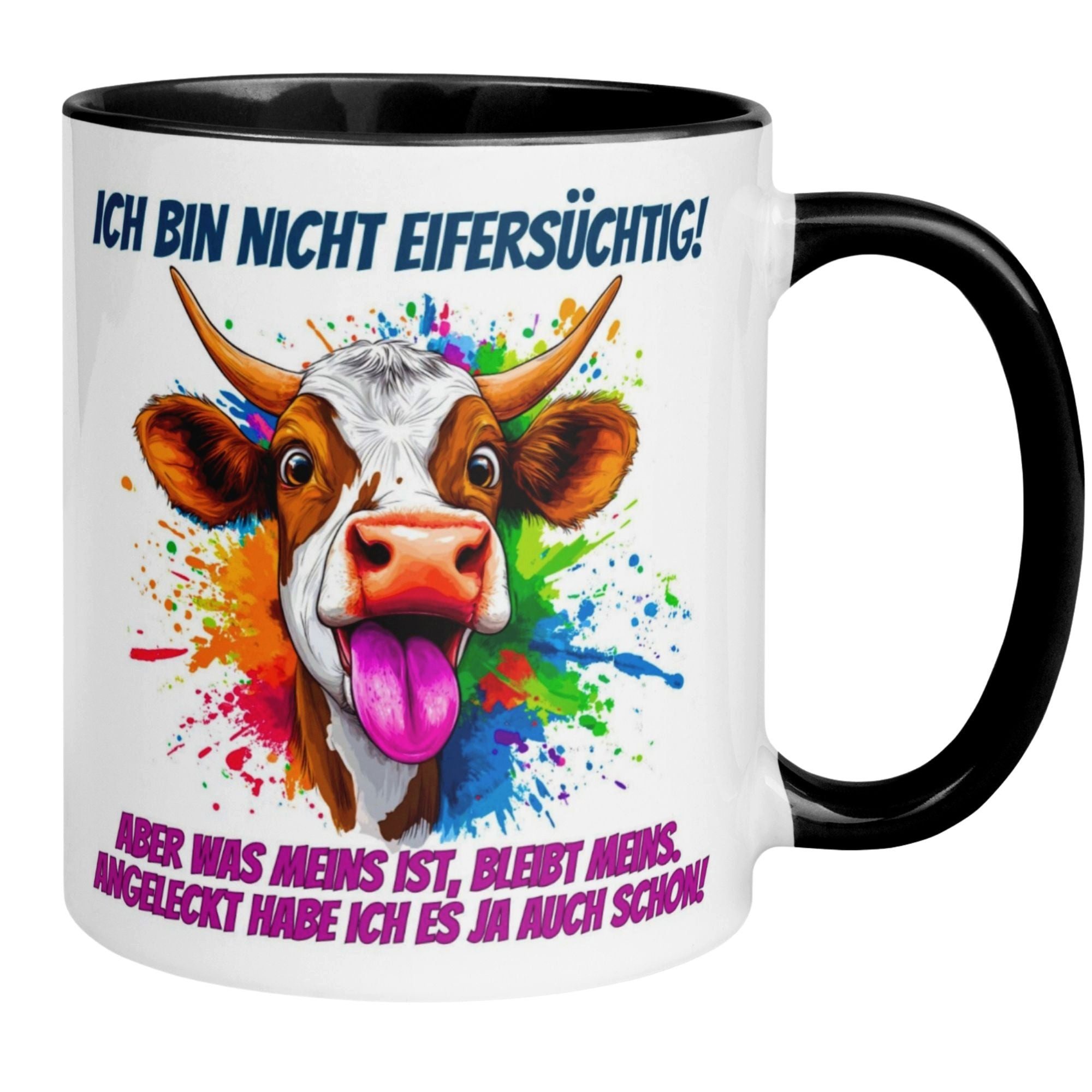 Momentals Tasse Liebe – „Ich bin nicht eifersüchtig“ – Ich liebe Dich Geschenk Partner, Gratis Versand · Links-&Rechtshänder · Spülmaschinenfest