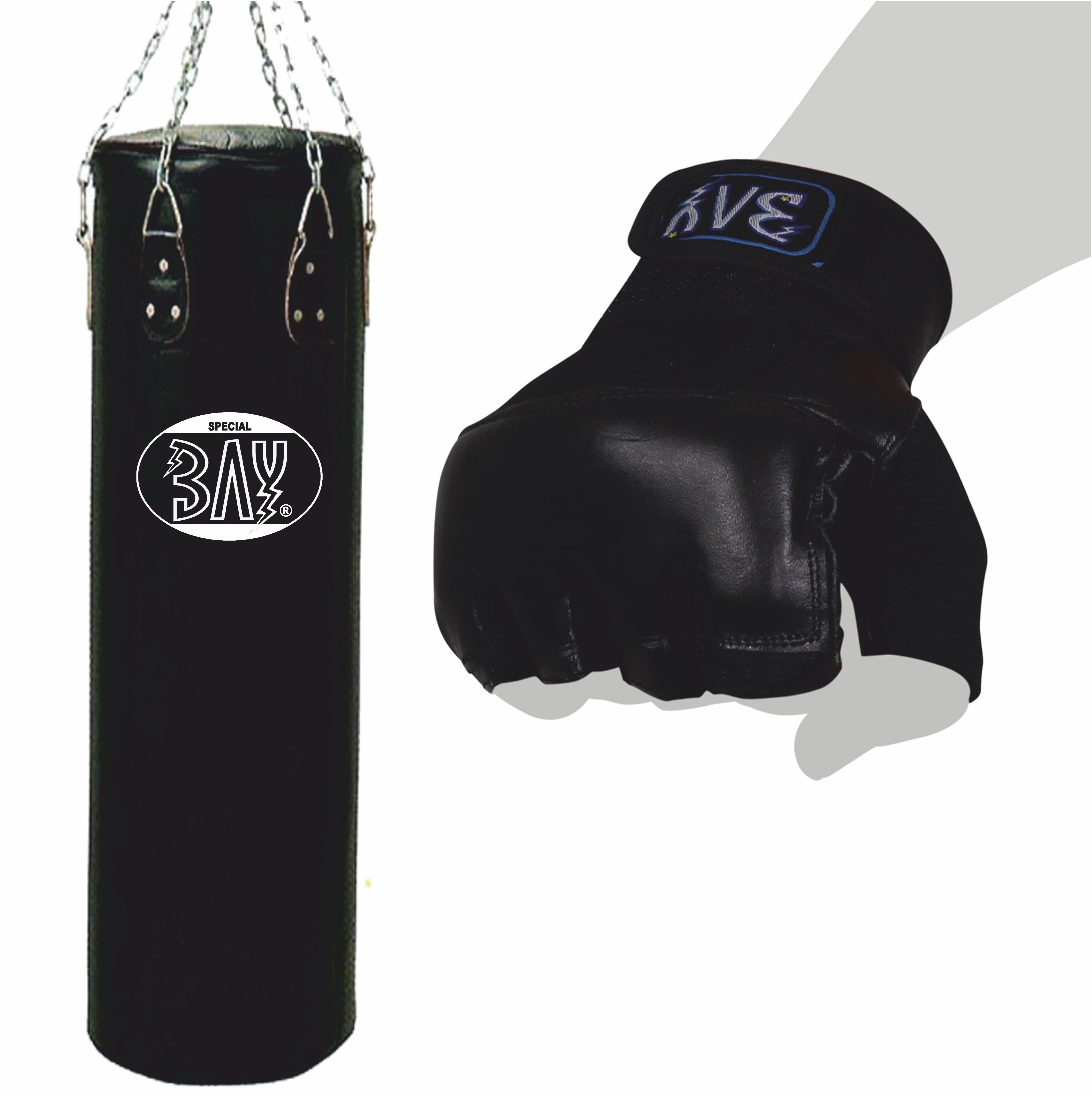 BAY-Sports Sandsackhandschuhe Orbit Boxsack Handschuhe Handschutz Faustschutz Sandsack Pratzen Leder (langer Klettverschluss, Paar)