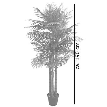 Kunstpalme Palme Palmenbaum Arekapalme Kunstpflanze Künstliche Pflanze 190 cm, Decovego
