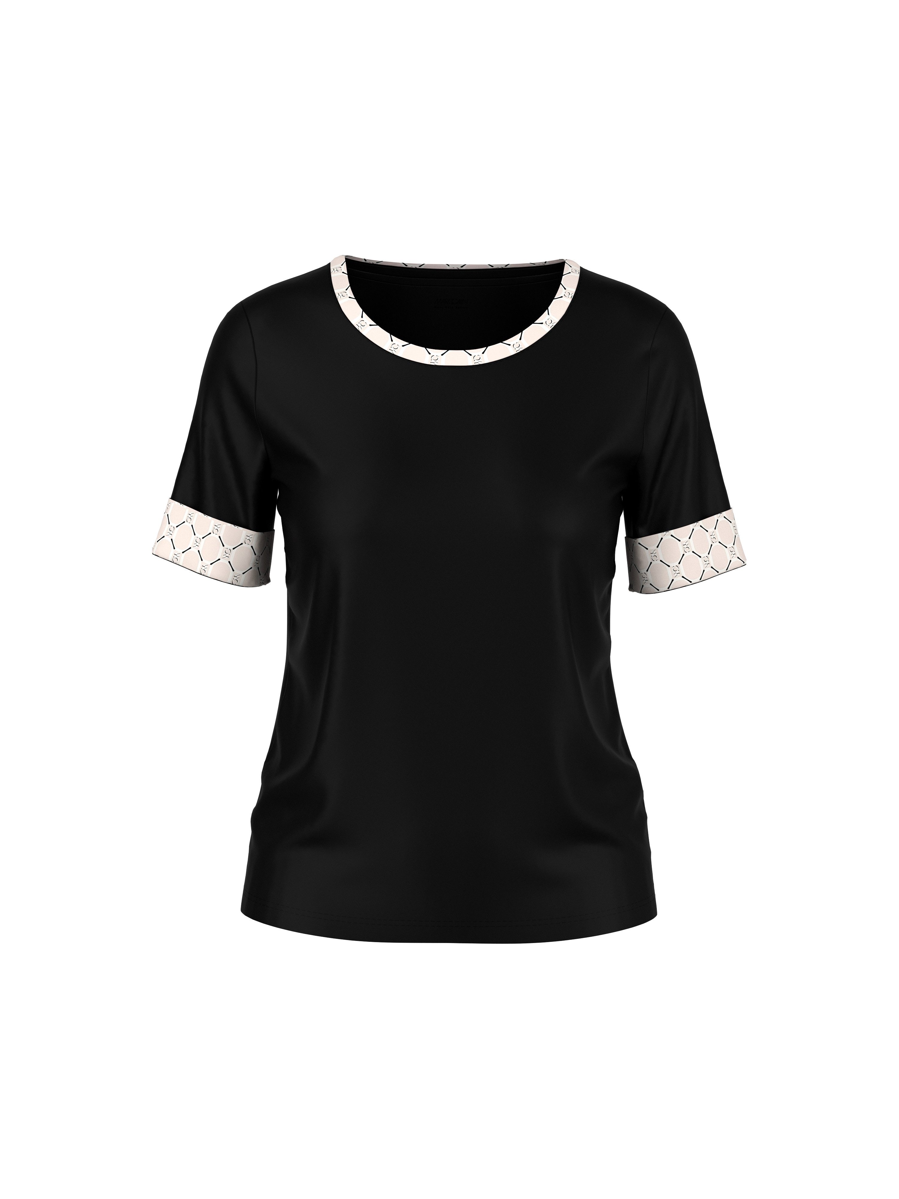 Marc Cain T-Shirt Golden Hour Premium Damenmode edle Chain-Logo-Print am Ausschnitt und Ärmelbündchen