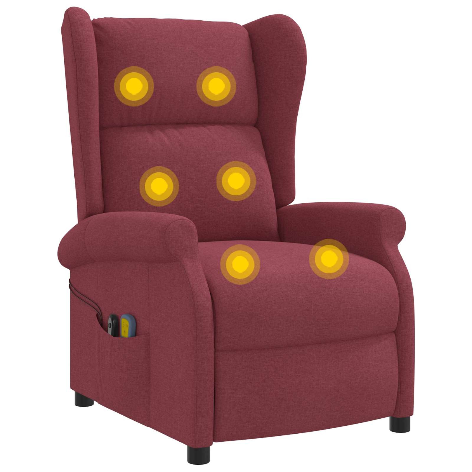 vidaXL Massagesessel Wing Back elektrischer Massagesessel Weinrot Stoff (1-St)