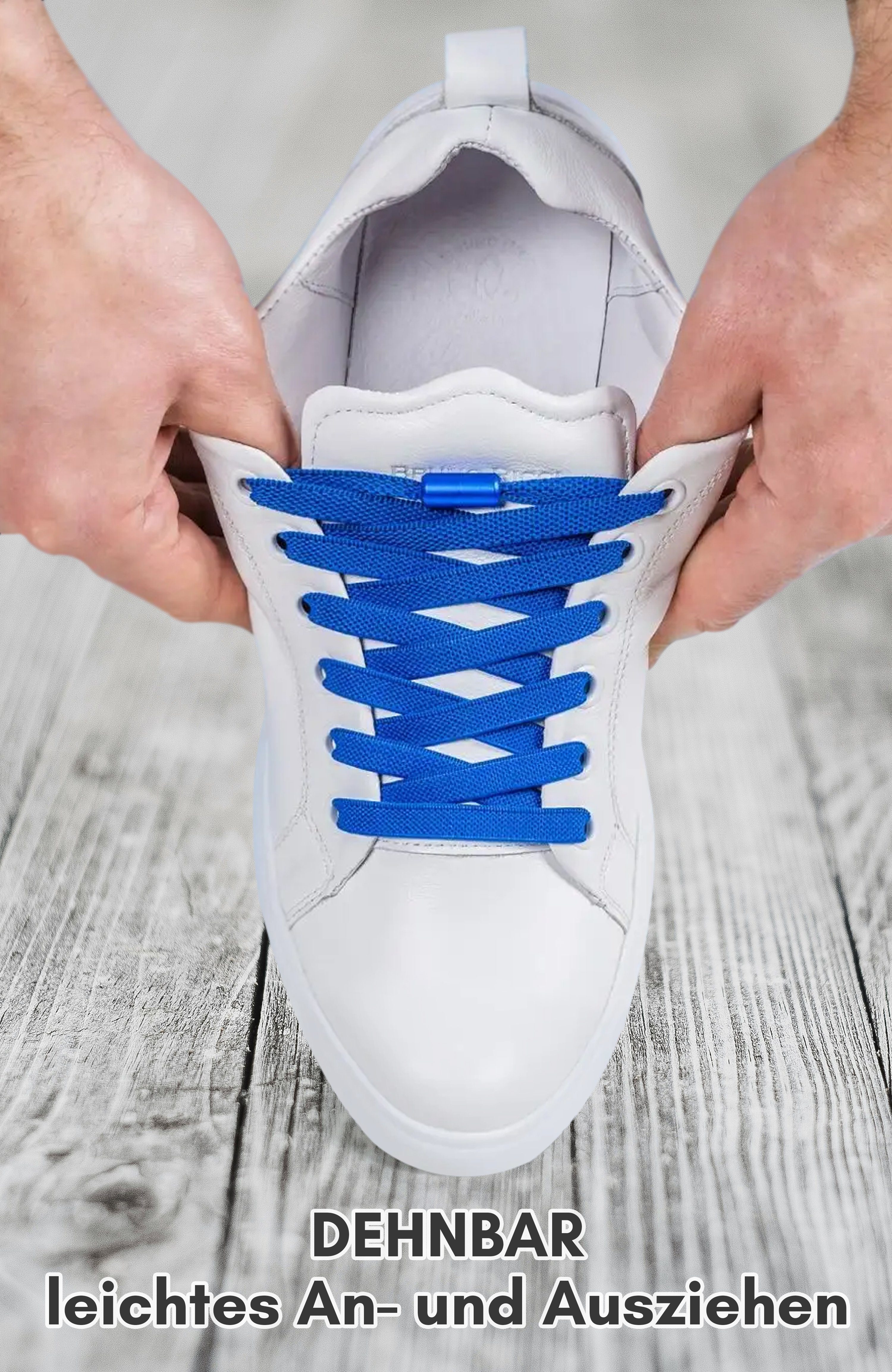 ELANOX Schnürsenkel 4 Stück 8 mm BREIT elastische Schnürsenkel mit Mettalkapseln