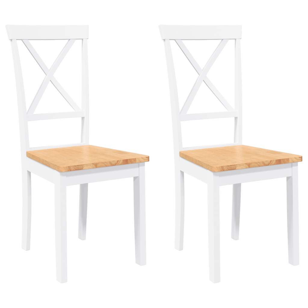 vidaXL Esszimmerstuhl Esszimmerstühle 2 Stk. Weiß Massivholz Gummibaum (2 S günstig online kaufen