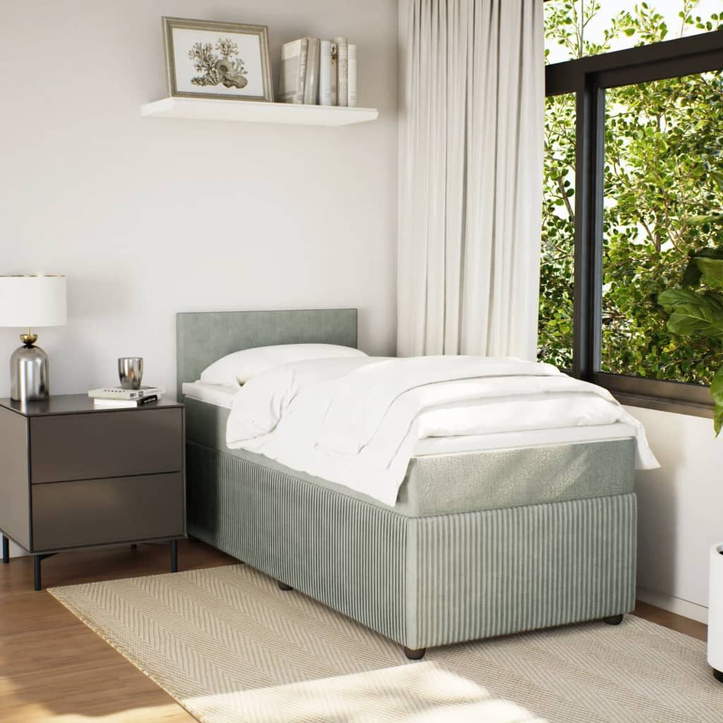vidaXL Bett Boxspringbett mit Matratze Hellgrau günstig online kaufen