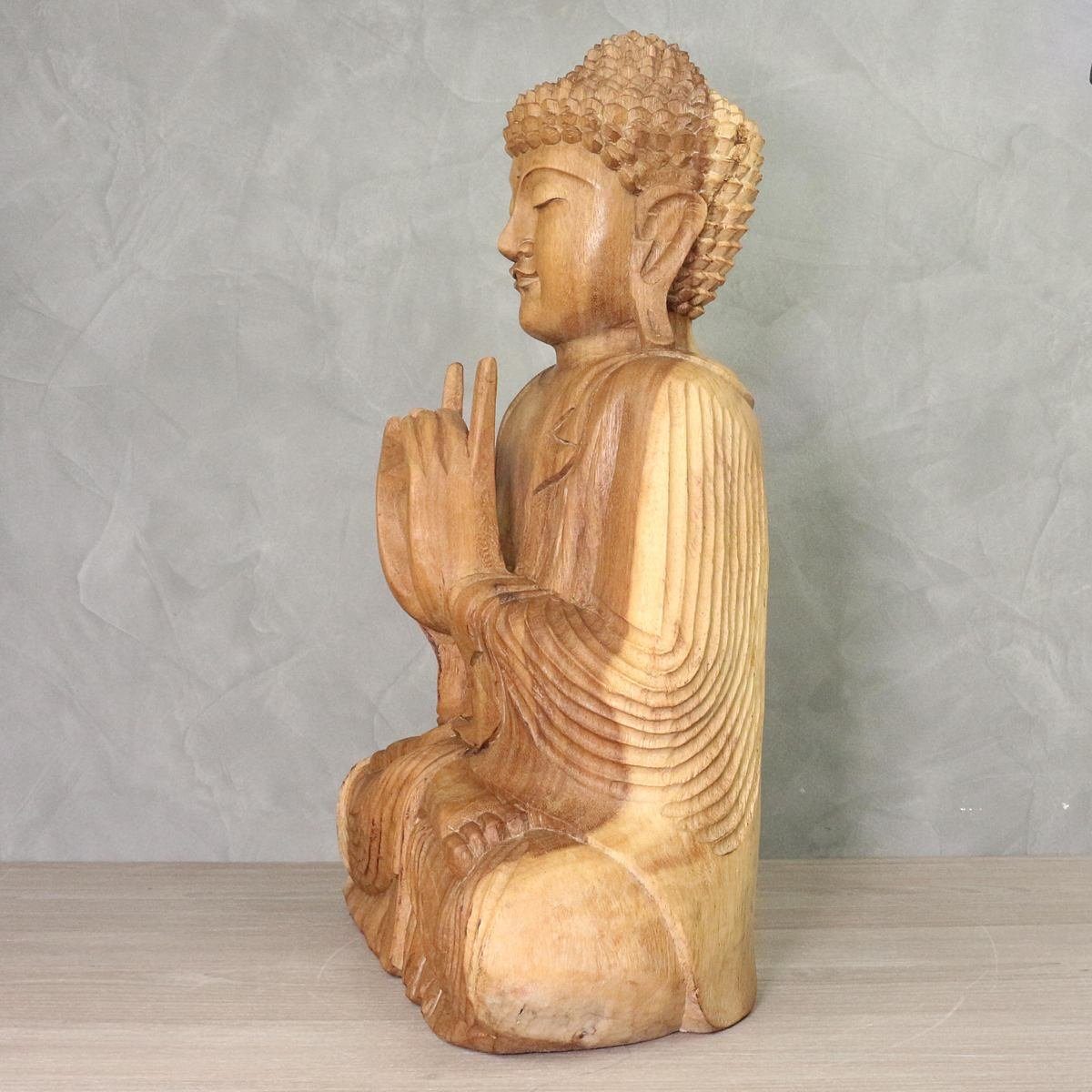 Oriental Galerie Dekofigur B4 cm im (1 Ursprungsland traditionelle Handarbeit 50 in St), Herstellung Buddha Natur Sitzender Massiv Holzfigur