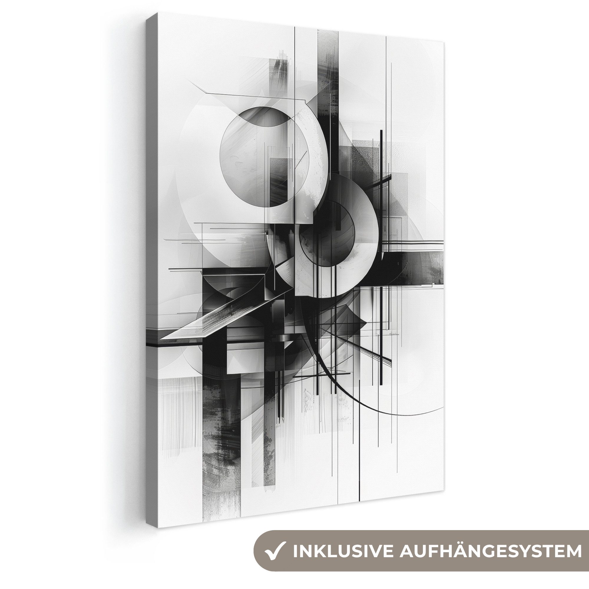 OneMillionCanvasses® Leinwandbild Abstrakt - Kunst - Modern - Schwarz und weiß, Fotodruck (1 St), Leinwand Canvas Wandbild, Wanddekoration 20x30 cm