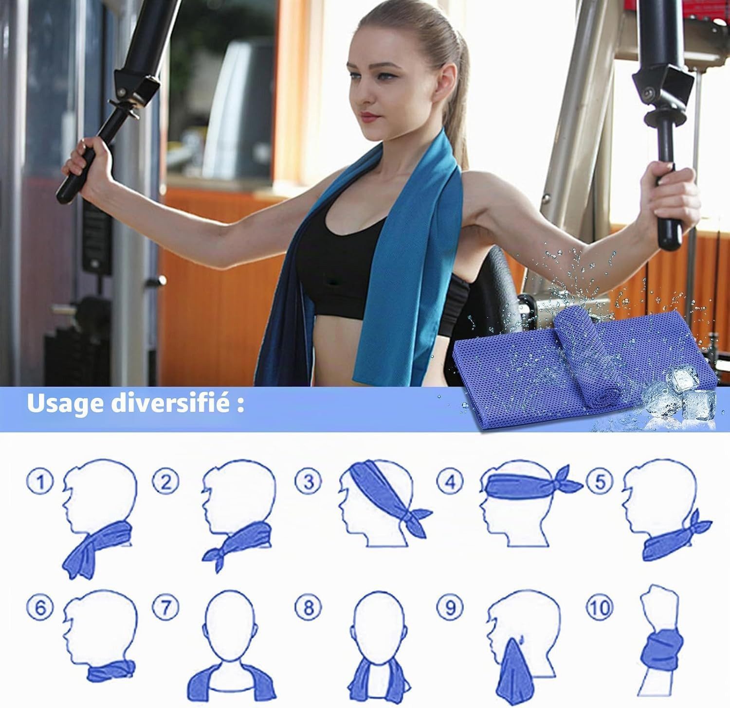 nsihing Sporthandtuch Kühlende Handtücher Mikrofaser Cooling Towel Fitness Strand – Bild 4 von 5