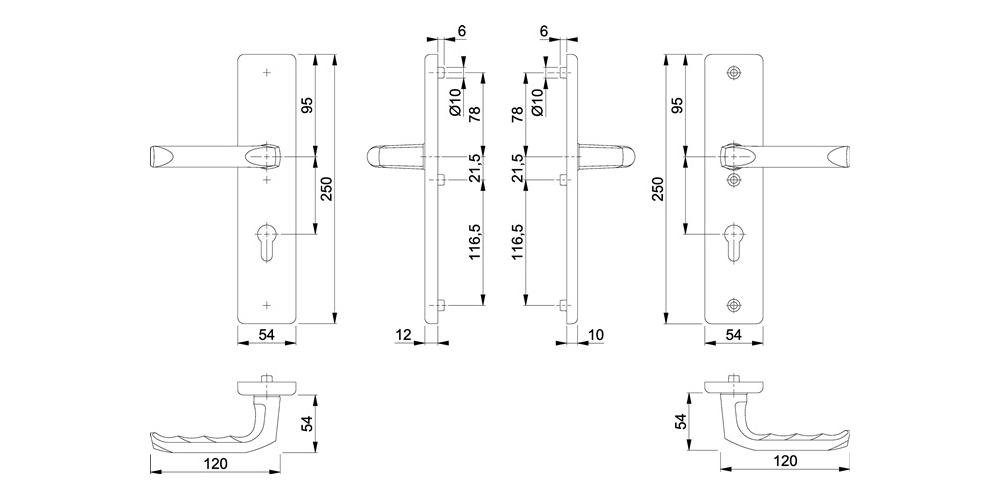 113/2221/2410 Schutzgarnitur HOPPE 41-46 mm Aluminium mm Türbeschlag F1 London 72