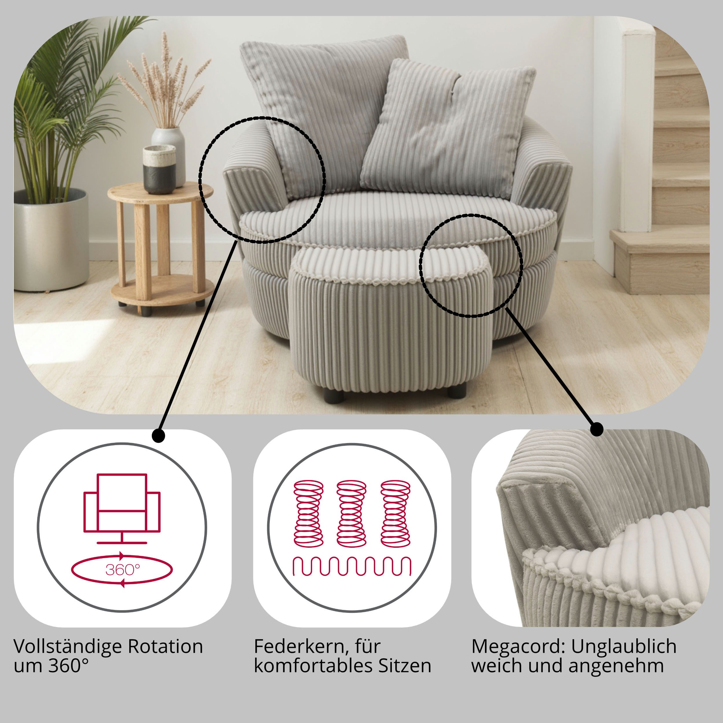 INOSIGN Drehsessel AMECA, Relaxsessel mit Drehfunktion günstig online kaufen