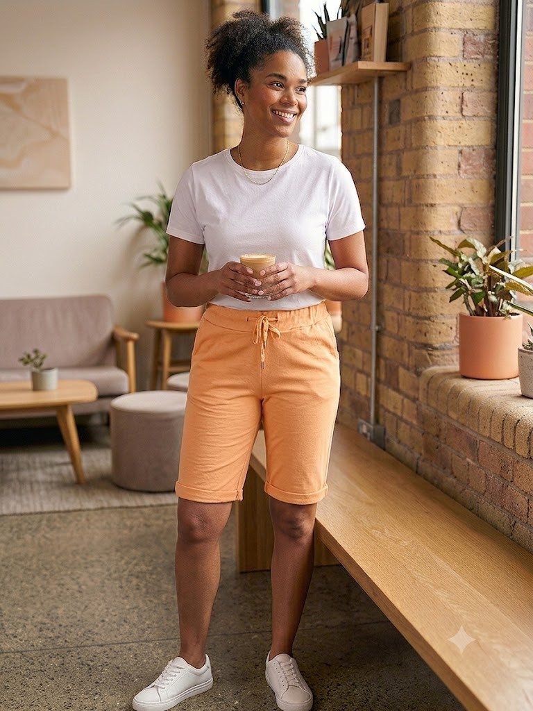 simaranda Bermudas Damen Sweat Bermuda 27 34-38 Aprikot