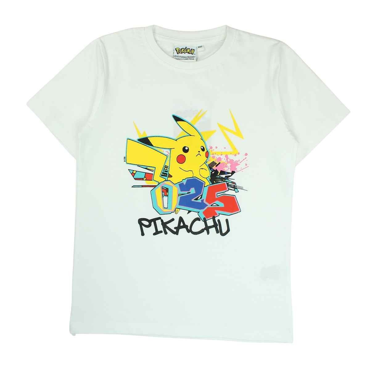 POKÉMON T-Shirt Pikachu Jungen Kurzarmshirt in Größe 140-176 cm Weiß