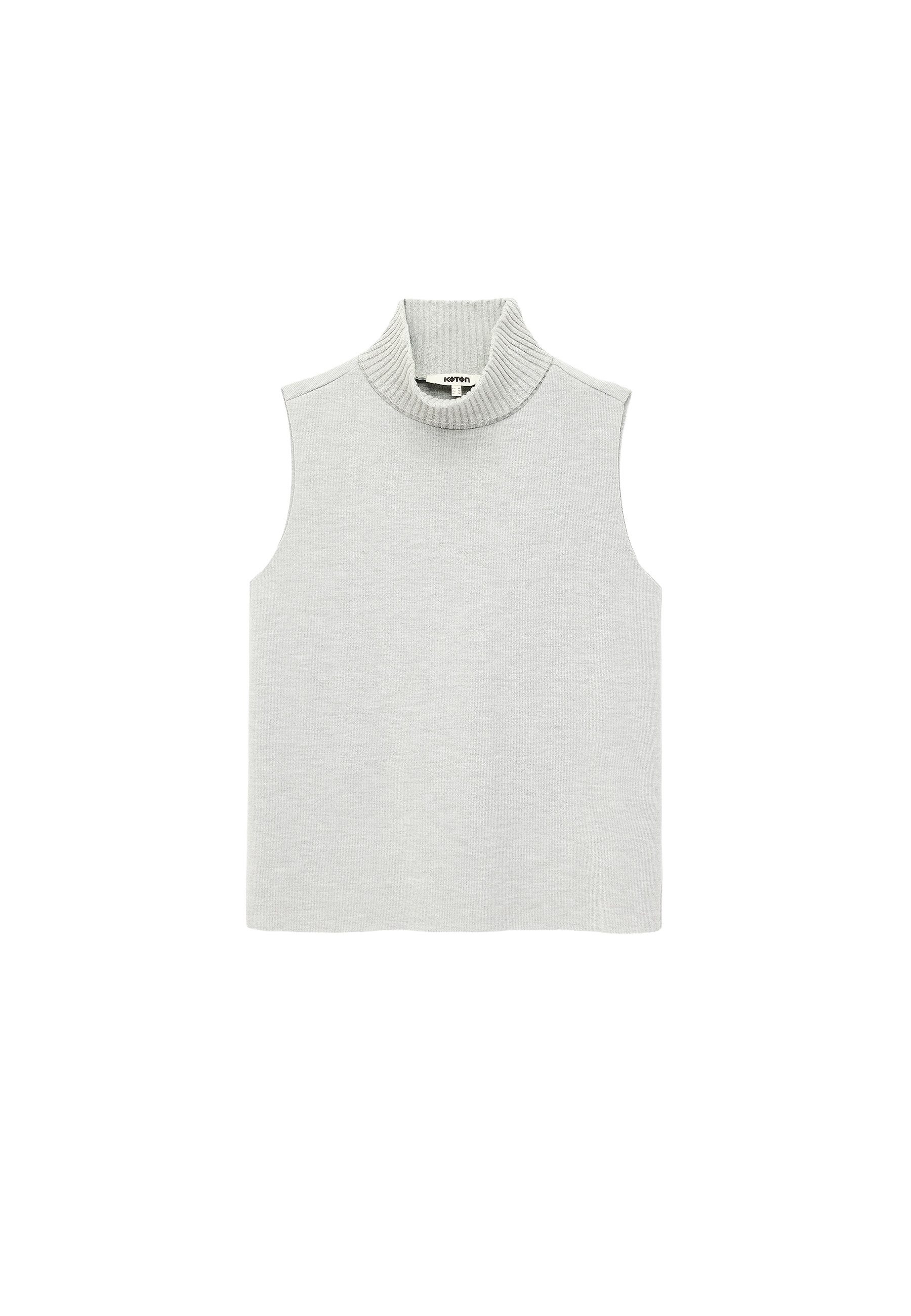 Koton Tanktop Koton Baumwoll-Mix Ärmelloses Stehkragen Top