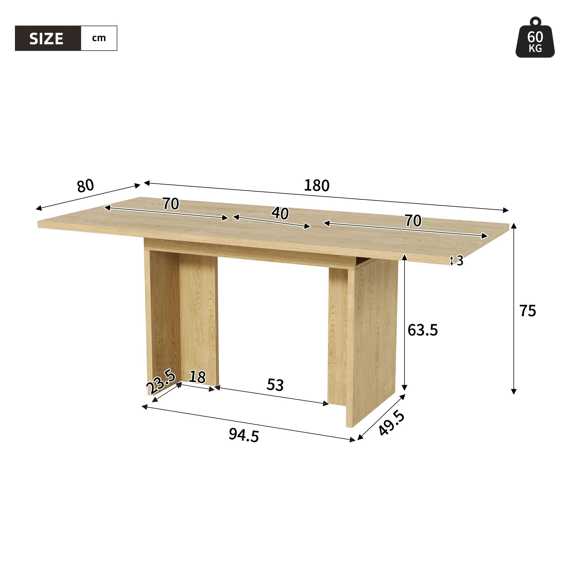 KLAM HOME Esstisch Ausziehbarer Esstisch In Weißem Marmor Look Für 6-8 Personen (Flexibler Esszimmer Tisch 140 Zu 180 Cm Mit Verdickter Platte), Moderner Küchentisch Mit T-Förmigen Beinen Und Staufach