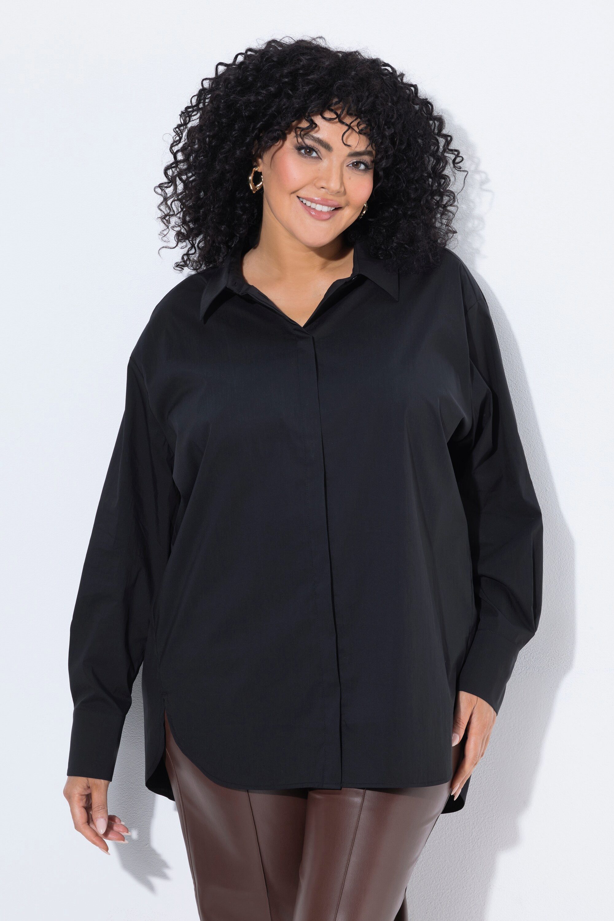 Ulla Popken Hemdbluse Hemdbluse oversized Hemdkragen Langarm