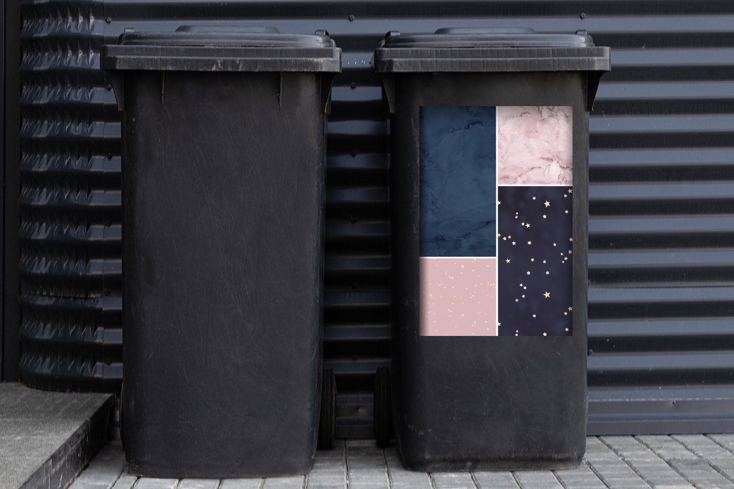 Marmor - - Mülleimer-aufkleber, Sticker, MuchoWow (1 St), Sterne Wandsticker Abfalbehälter Container, Collage Mülltonne,
