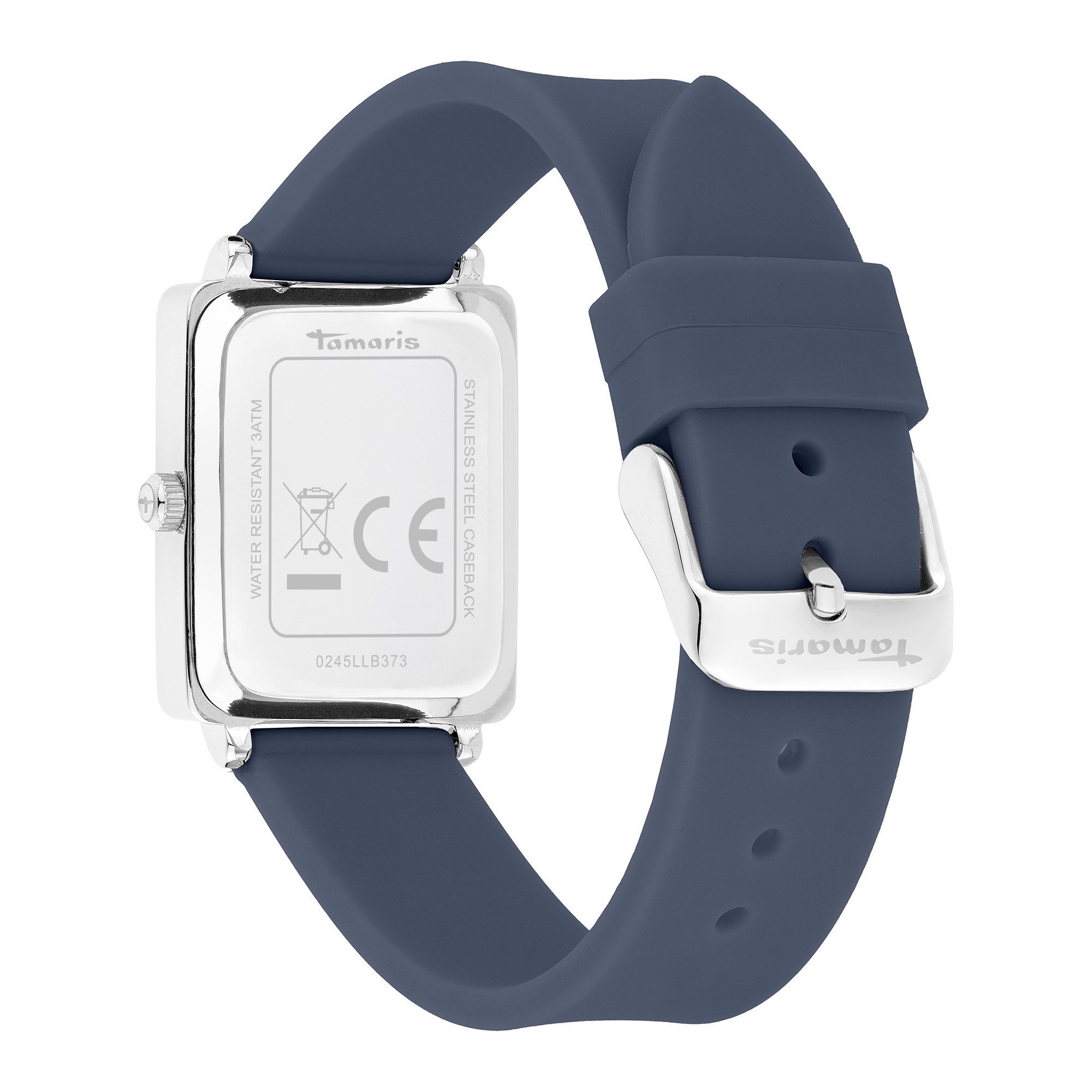 Tamaris Quarzuhr Signature Square Silicon TT-0245-PQ, Armbanduhr, Damenuhr, Silikonarmband, analog