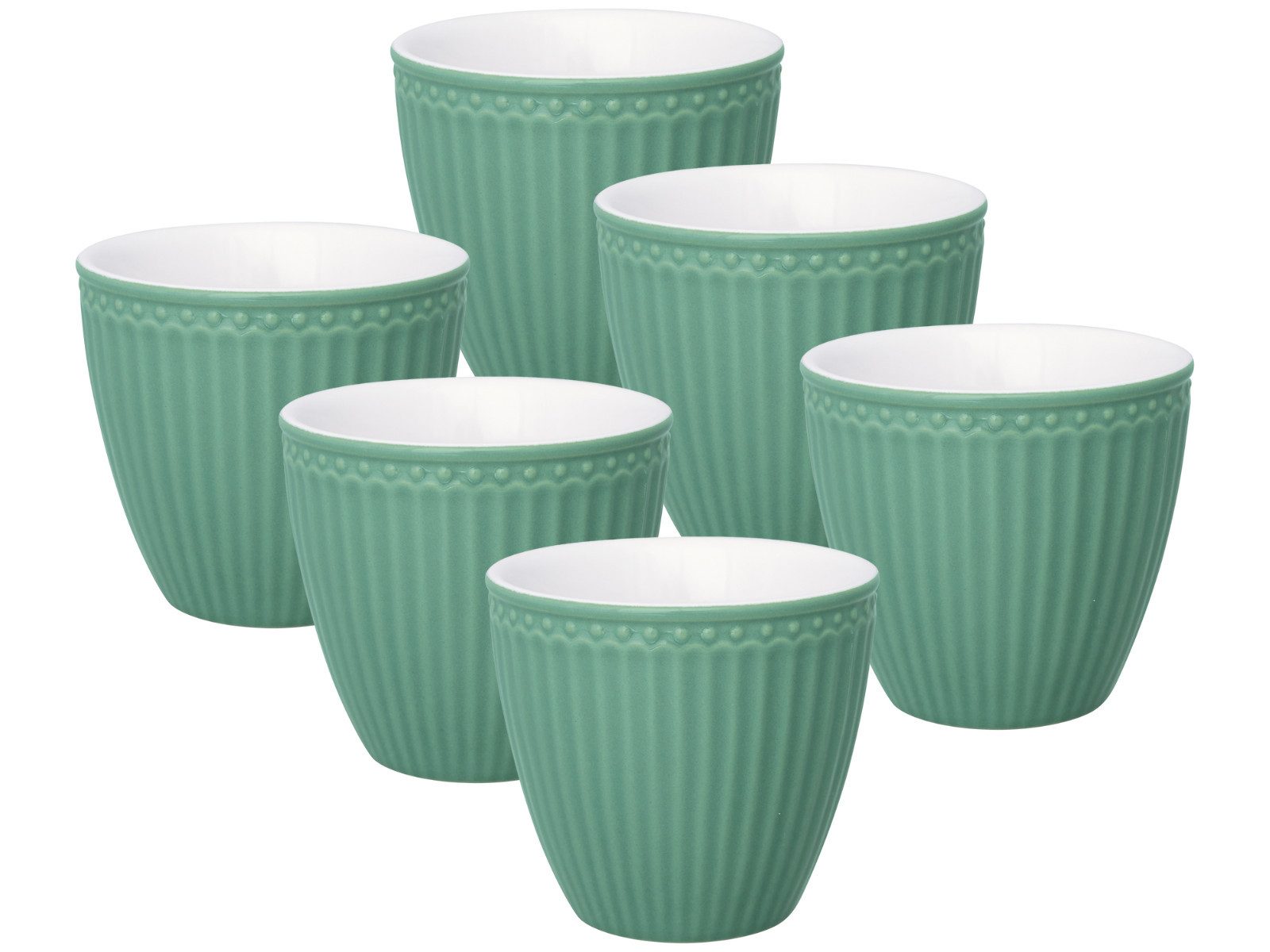 Greengate Kaffeeservice Alice Latte Cup dusty green 0,25 l Set6, Steinzeug