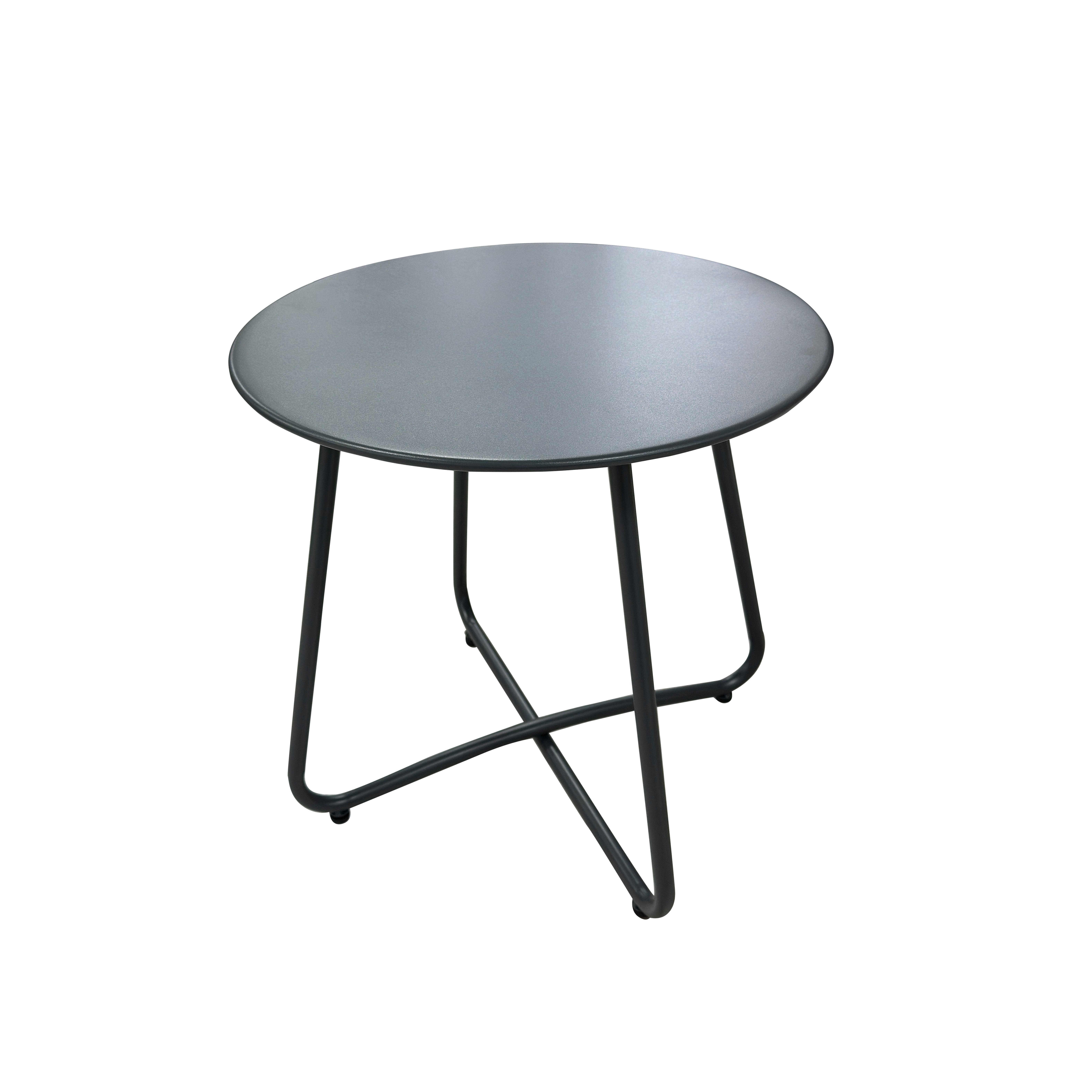 Greemotion Beistelltisch [Tim] Balkontisch Schwarz Stahl Ø 45cm x H: 45 cm