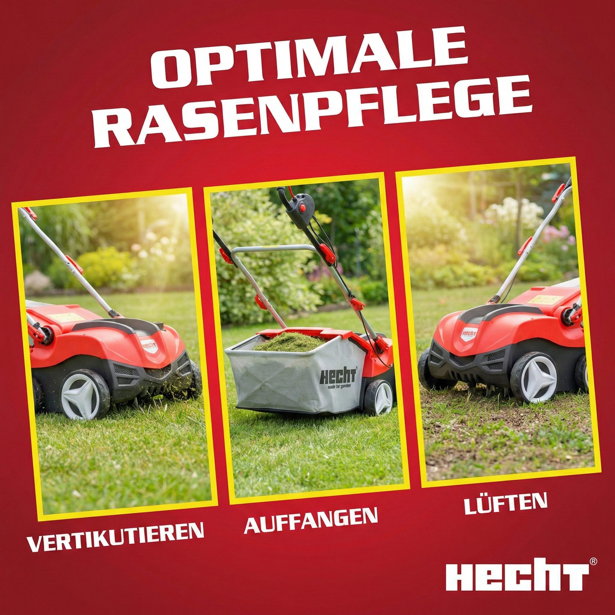 Hecht Elektro-Vertikutierer / Lüfter 1999 2in1 mit 2000 Watt und 45 Liter Fangkorb, 36,00 cm Arbeitsbreite, 22 Doppelkrallen, 16 Messer