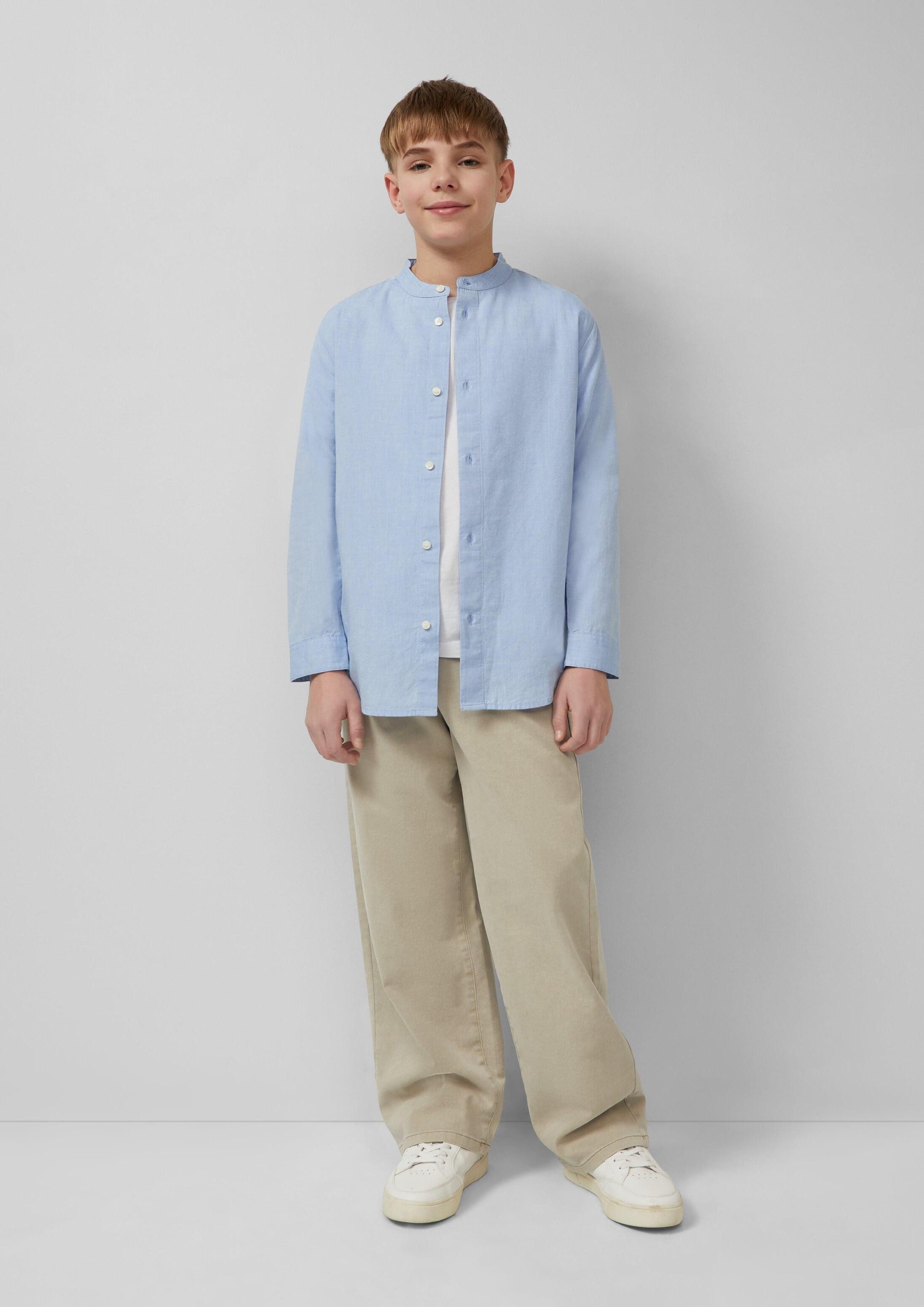 s.Oliver Langarmhemd Hemd Chambray-Hemd mit Stehkragen