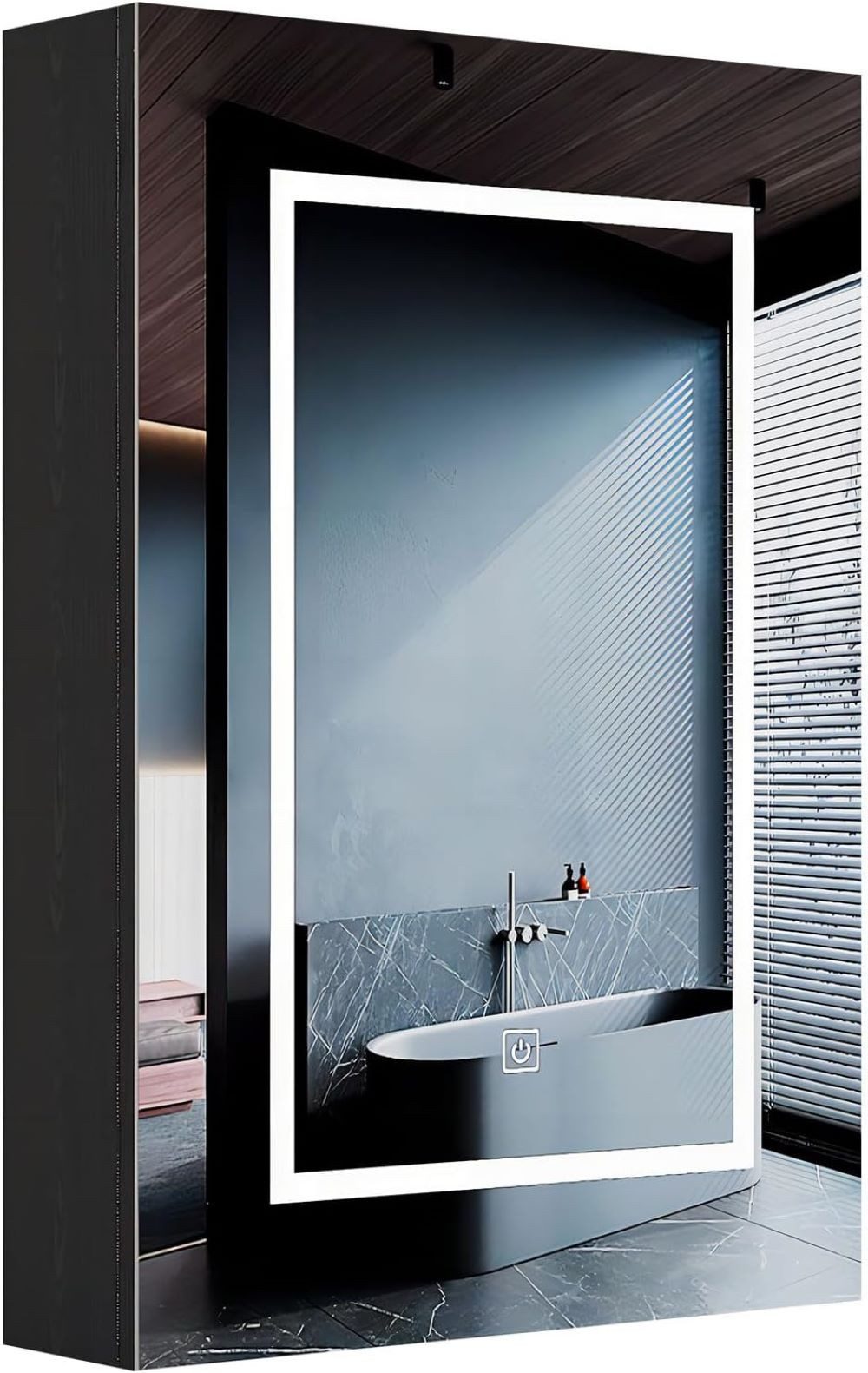 radelldar Spiegelschrank LED Badspiegelschrank mit Stauraum, Hängender Medizinschrank (1-St) mit 3 Lichtfarben & Speicherfunktion, 60 x 76 cm