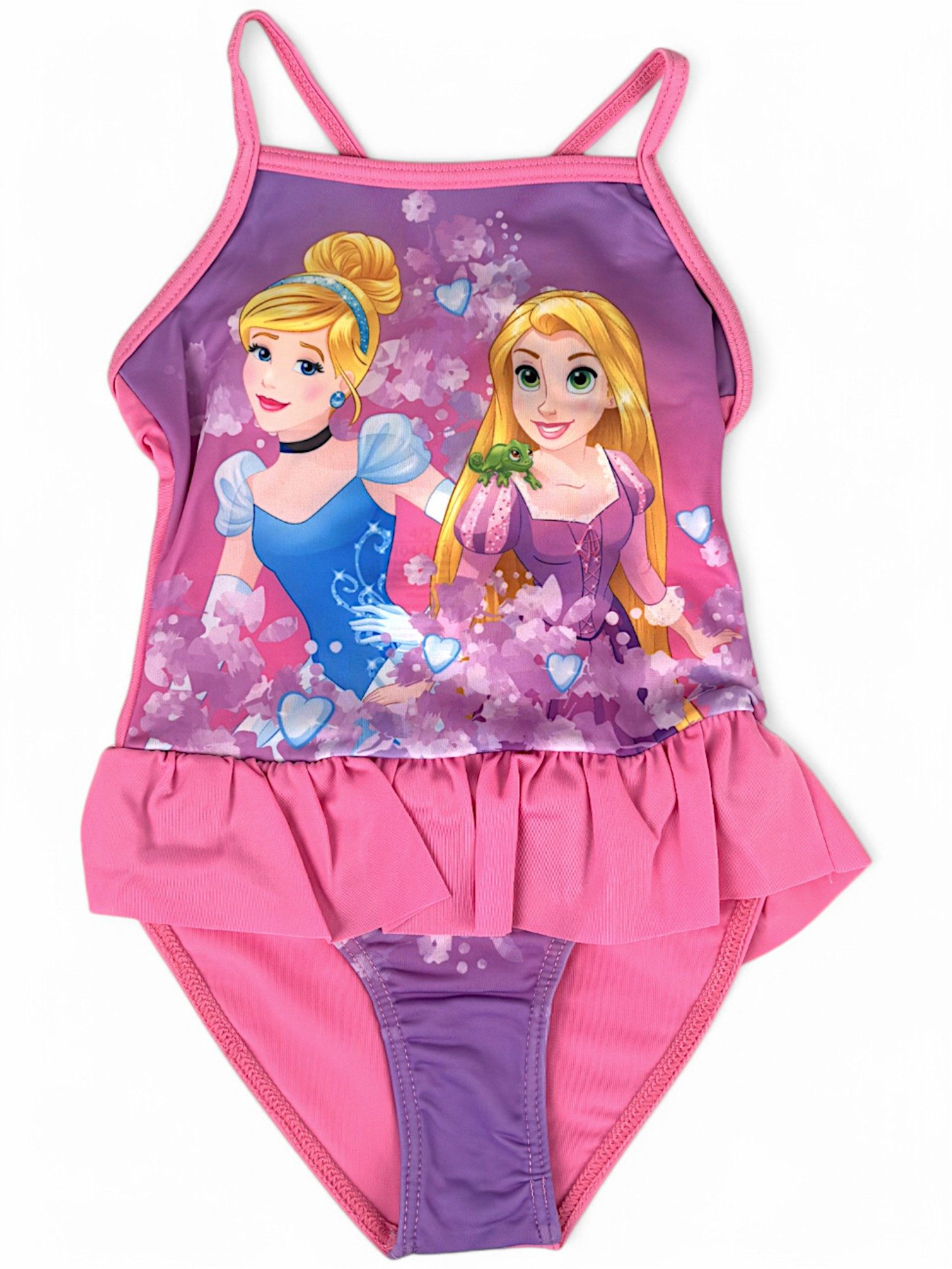 Disney Princess Badeanzug Cinderella & Rapunzel Mädchen Schwimmanzug mit Rüschendetails Gr. 92 - 116 cm