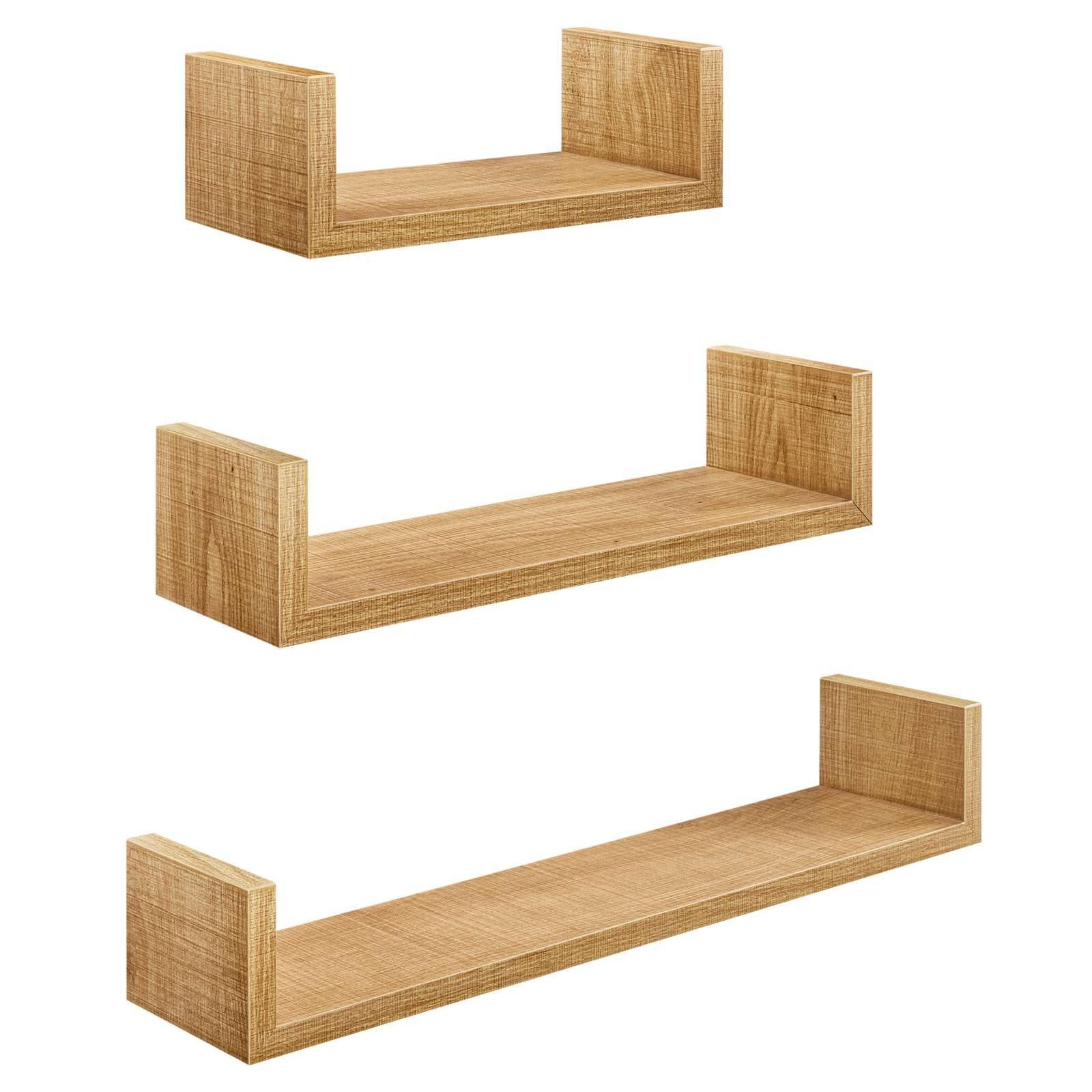 BEGRYF Wandregal 3er-Set Wandregale Honigbraun 30/45/60 x 15 x 10 cm, Wandregal-Set 3-tlg.
