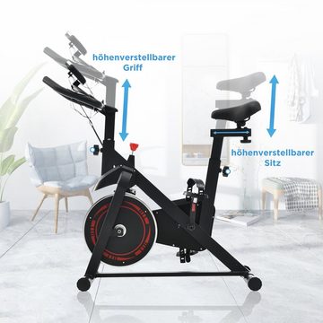 Merax Heimtrainer Speedbike Fitnessfahrrad, verstellbar mit Display und Pulsfrequenz, belastbar bis 120kg