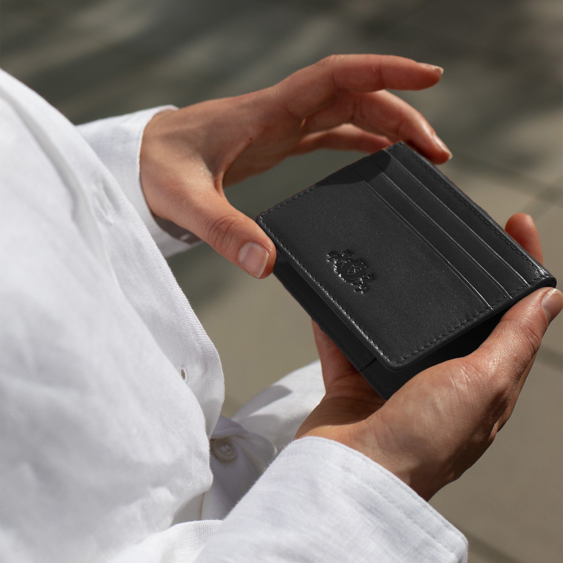 SID & VAIN Geldbörse echt Leder Geldbeutel groß schwarz EARNEST, Kartenetui Echtleder für Damen & Herren, Kreditkartenhülle schwarz