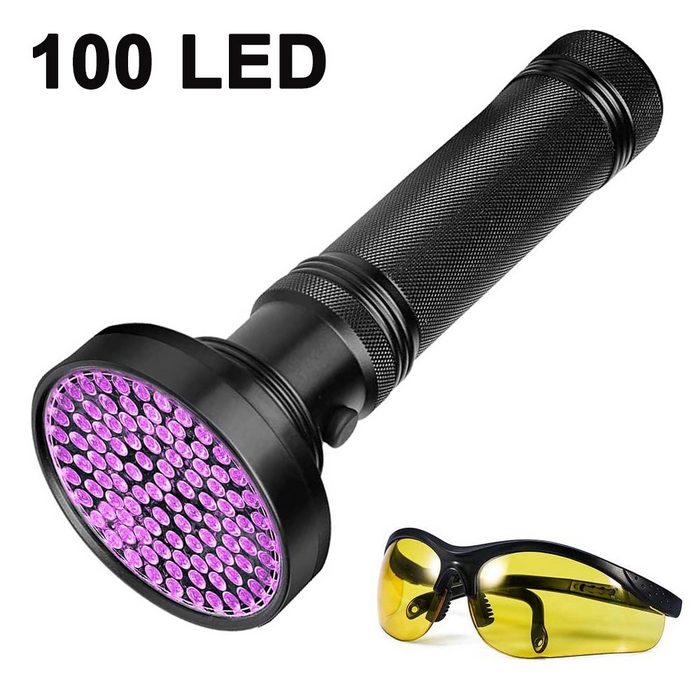 Mmgoqqt LED Taschenlampe UV Schwarzlicht Taschenlampe mit 100 LEDs UV Lampe Haustiere Urin-Detektor für Eingetrocknete Flecken Ihrer Hunde Katzen und Nagetiere auf Teppichen Vorhänge