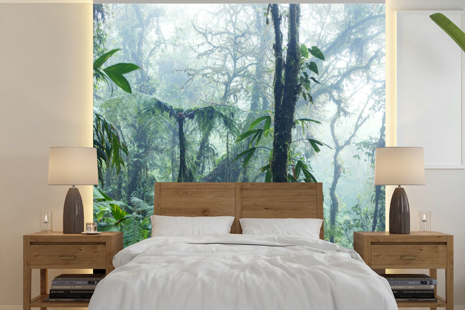 MuchoWow Fototapete Ein nebliger Regenwald in Costa Rica, Matt, bedruckt, (5 St), Vinyl Tapete für Wohnzimmer oder Schlafzimmer, Wandtapete