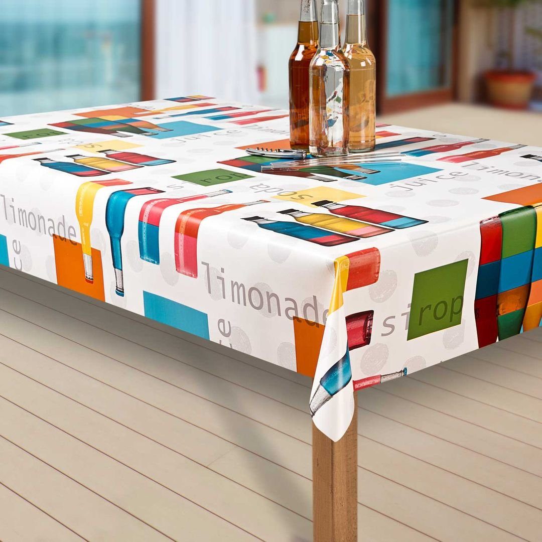 laro Tischdecke Wachstuch-Tischdecken Abwaschbar Party. rot/blau rechteckig