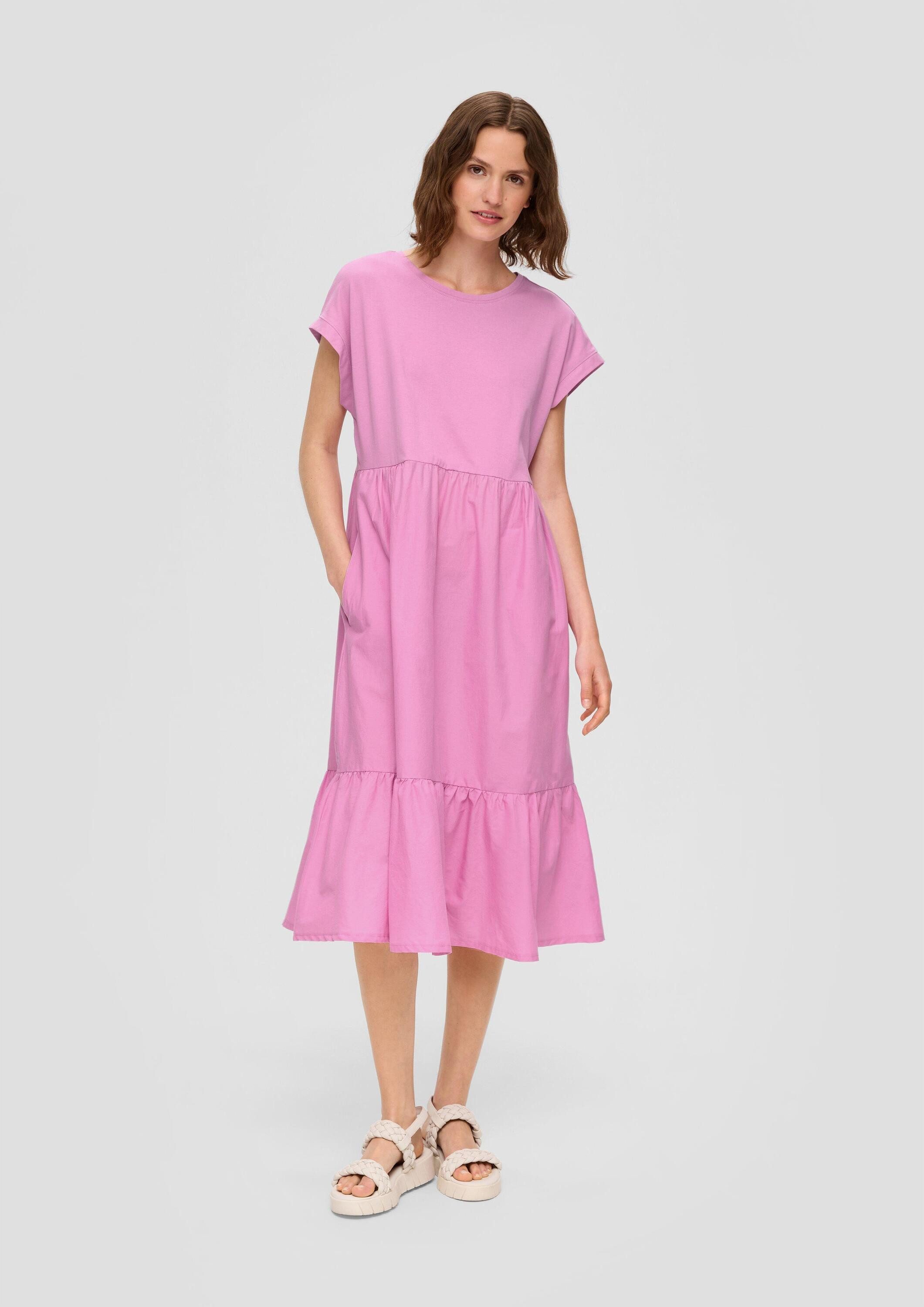 s.Oliver Midikleid Kleid Luftiges Baumwollkleid im Fabricmix und Relaxed Fit