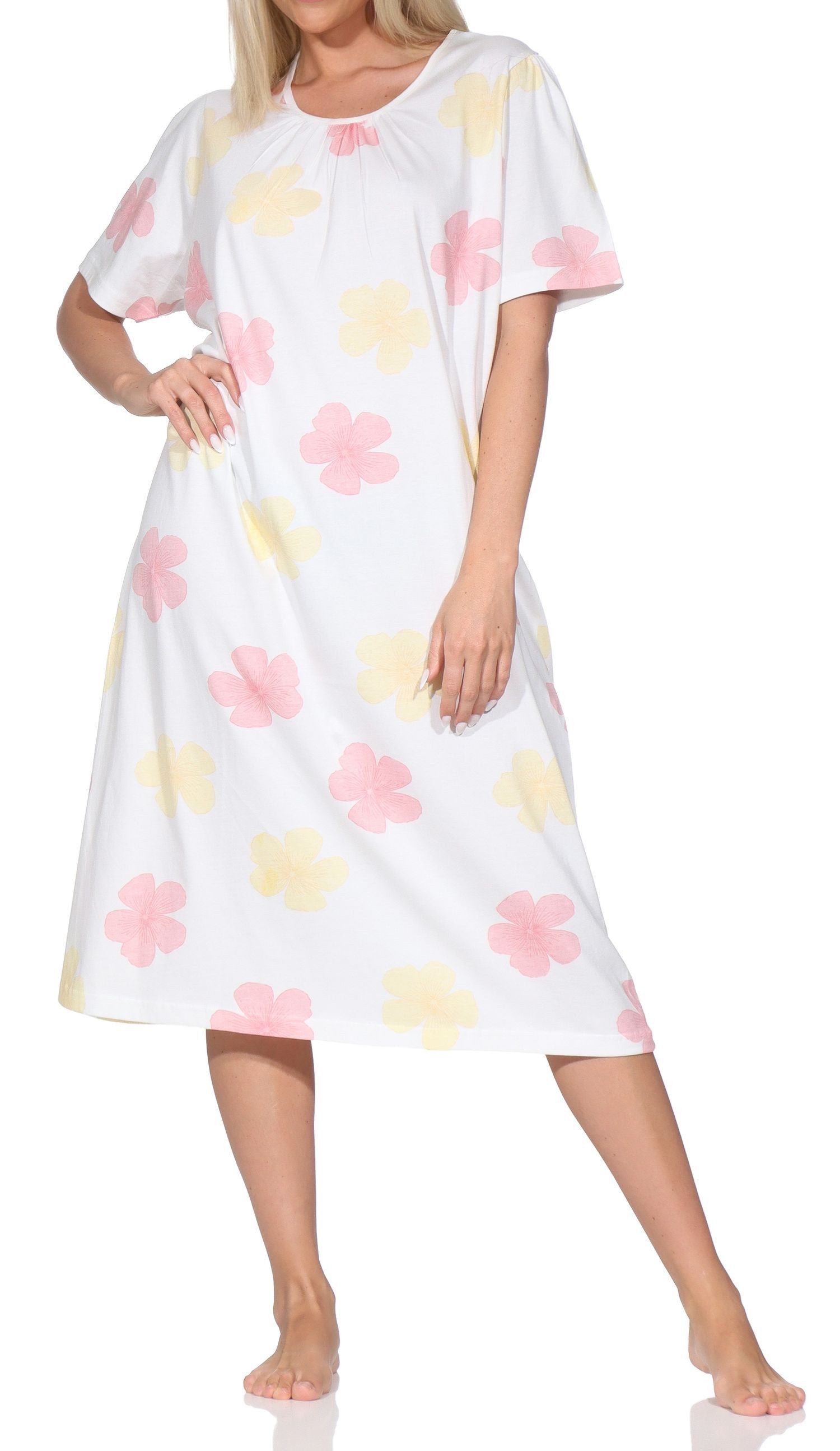 Normann Nachthemd Normann Damen Nachthemd kurzarm – elegantes Florales-Design