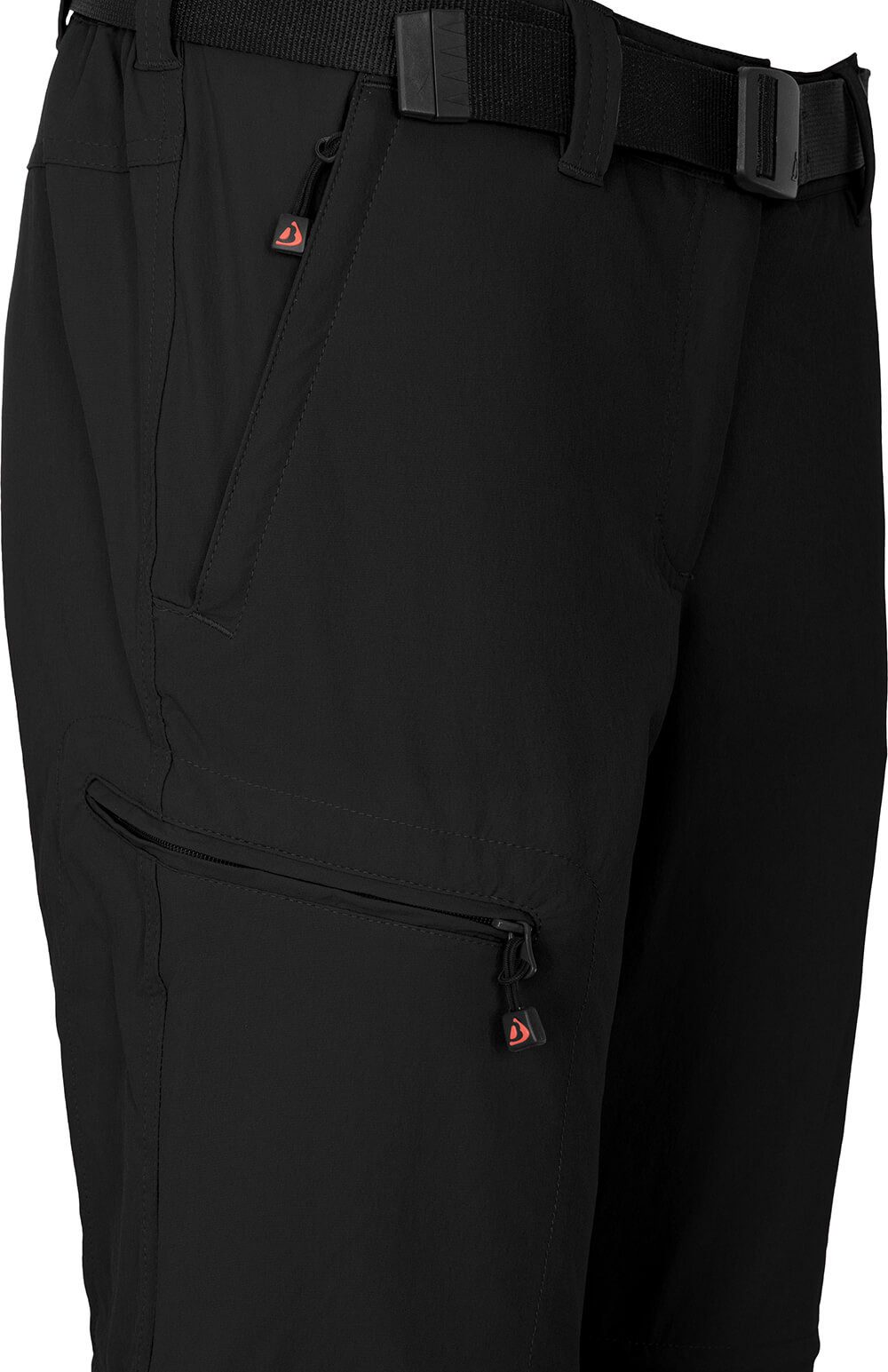 Bergson Outdoorhose NARRABEEN Doppel Zipp-Off Damen Wanderhose, vielseitig pflegeleicht, Langgrößen, schwarz