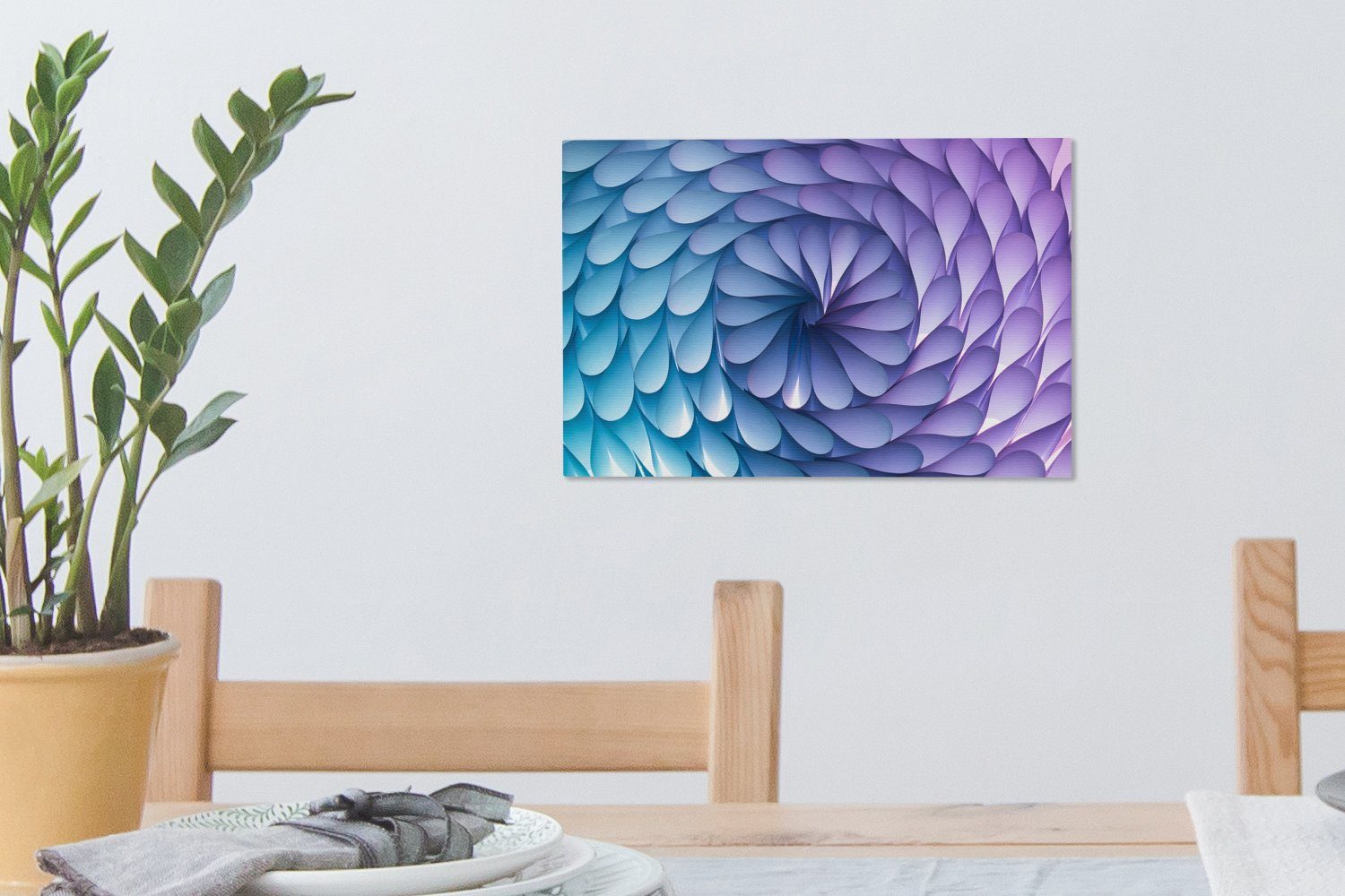 OneMillionCanvasses® Leinwandbild Violette Geometrie Leinwandbilder, einer Spirale, Aufhängefertig, St), Form cm in (1 Wanddeko, 30x20 Wandbild