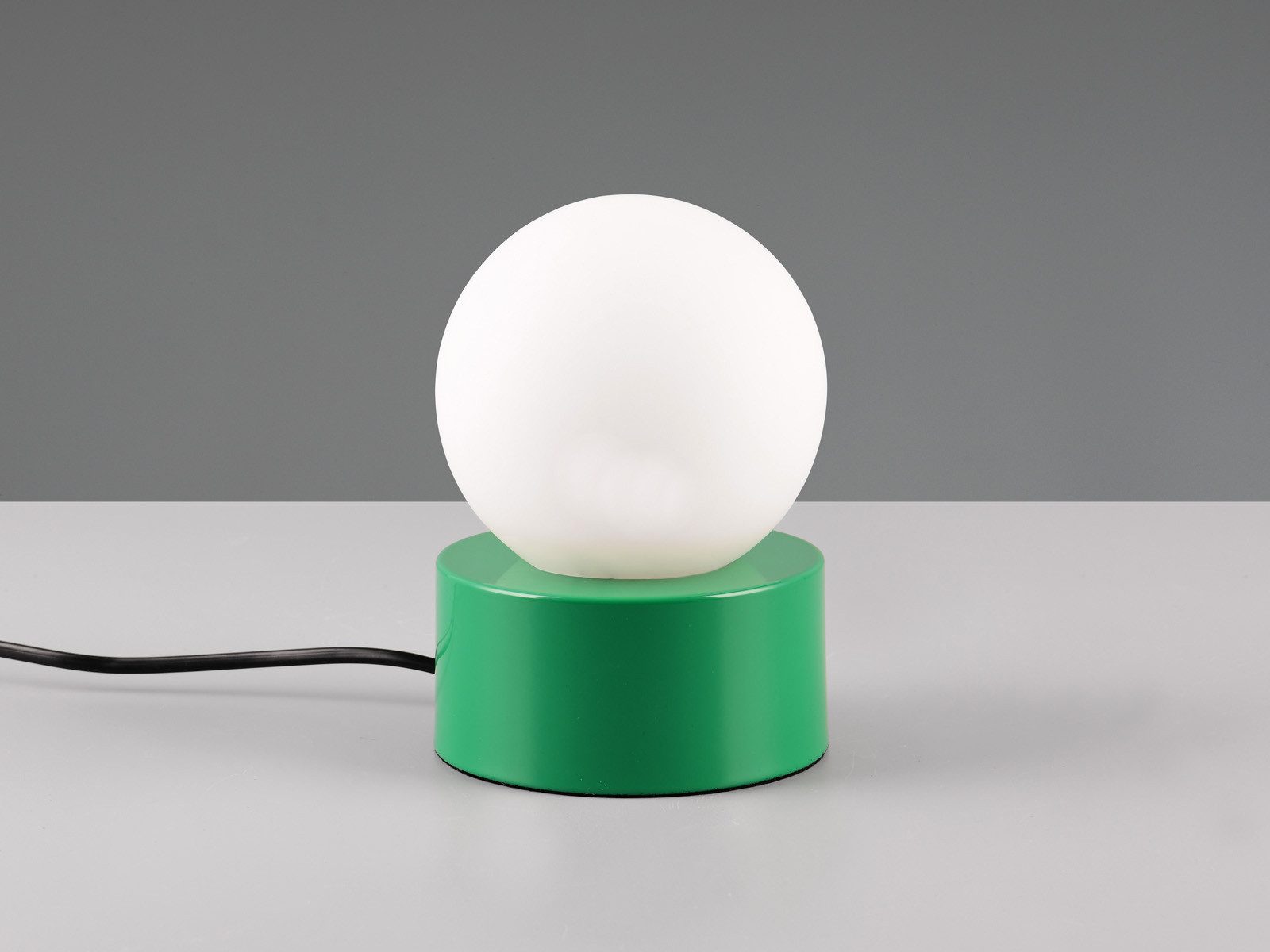 Reality Leuchten LED Nachttischlampe, Mitgeliefertes Leuchtmittel per Berührungsschalter in 3 Stufen dimmbar, LED wechselbar, warmweiß, klein-e Fenster-lampe Grün mit Glaskugel dimmbar für Fensterbank Ø12cm