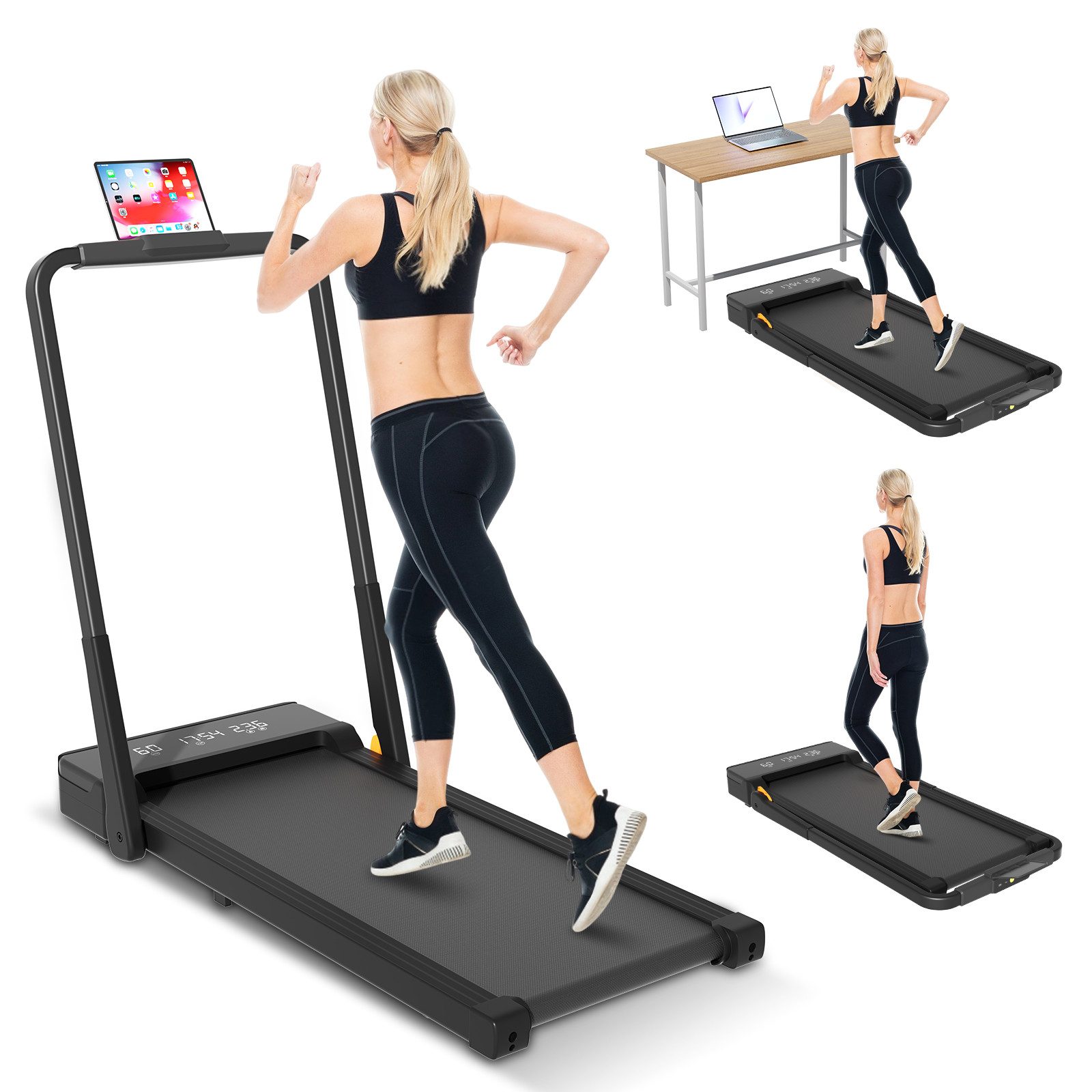TWSOUL Laufband Klappbar Walking Pad Mit 1865W motor, 1-12 km/h, Max. 150 KG