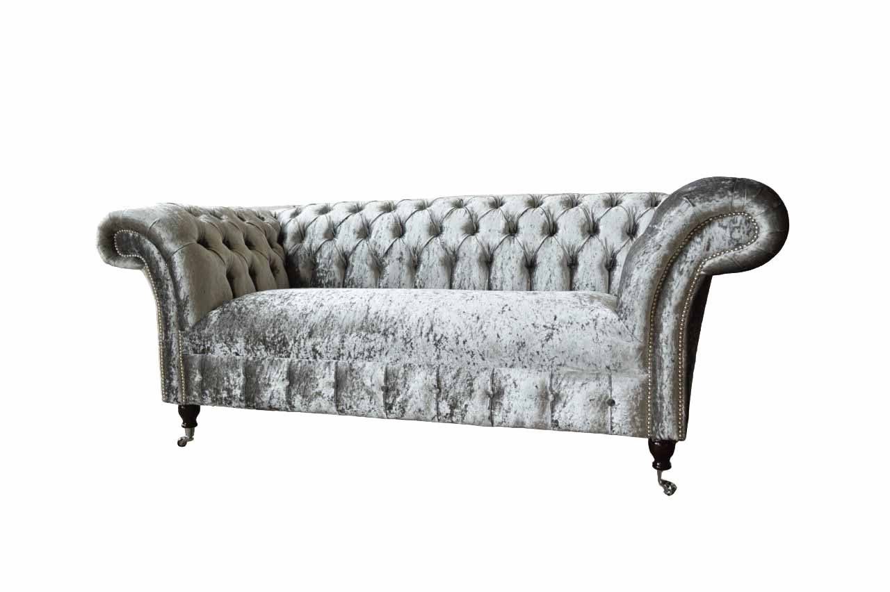 2-SITZER SOFA, SAMT JVmoebel HANDGEFERTIGT AUS SILBERNEM CHESTERFIELD Chesterfield-Sofa