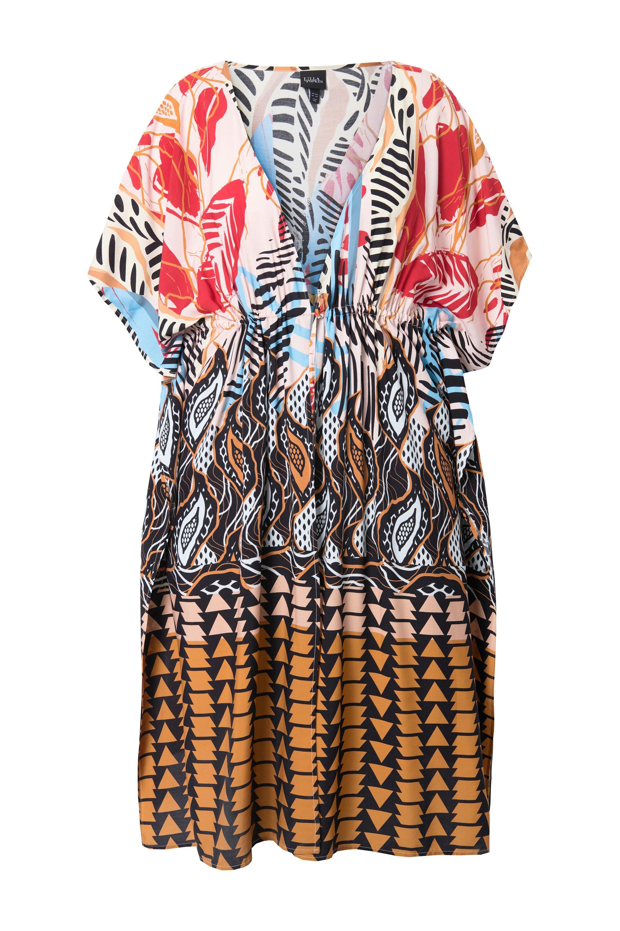 Ulla Popken Strandkleid Kaftan Safari V-Ausschnitt günstig online kaufen