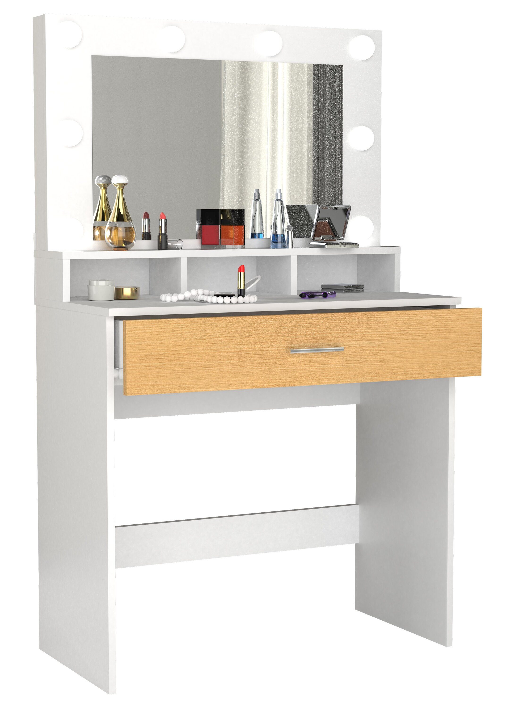 VCM Schminktisch Kosmal 133x80x40cm, Frisiertisch, Schminkkommode
