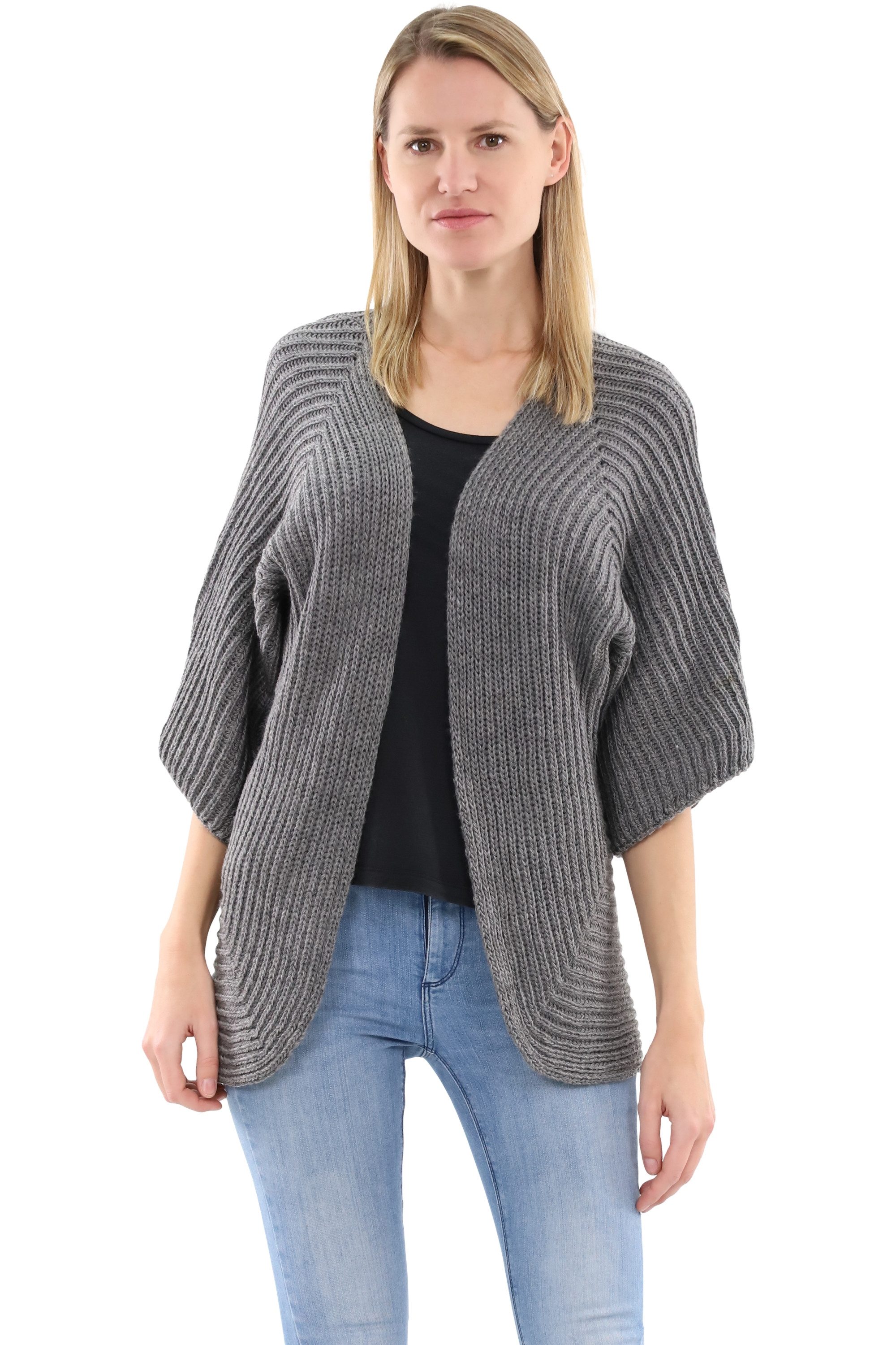 malito more than fashion Cardigan malito Damen Strickjacke, schicker Cardigan, moderne Wolljacke, offene Strick Jacke Einheitsgröße