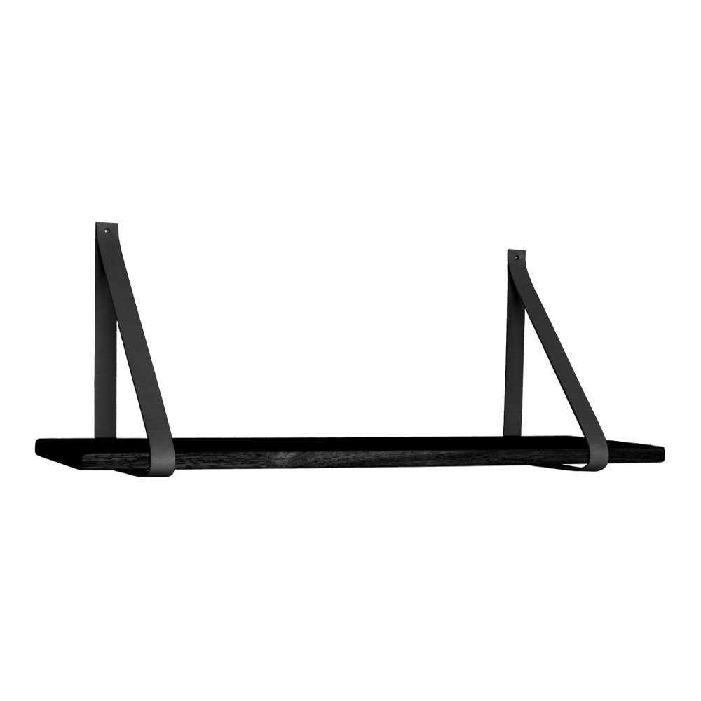 House Nordic Bücherregal Forno Shelf - Wandregal, schwarzes Regal, schwarze Lederriemen 120x...