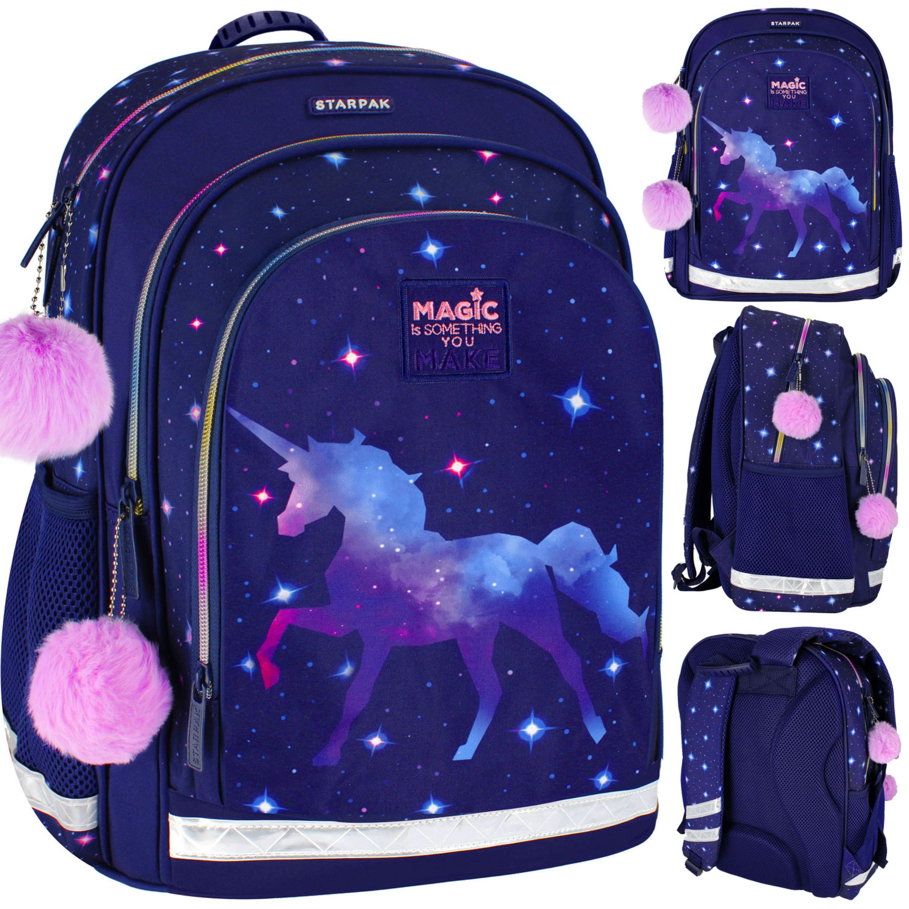 Starpak Schulrucksack Schulrucksack Einhorn Galaxy für Mädchen, Klasse 1–3