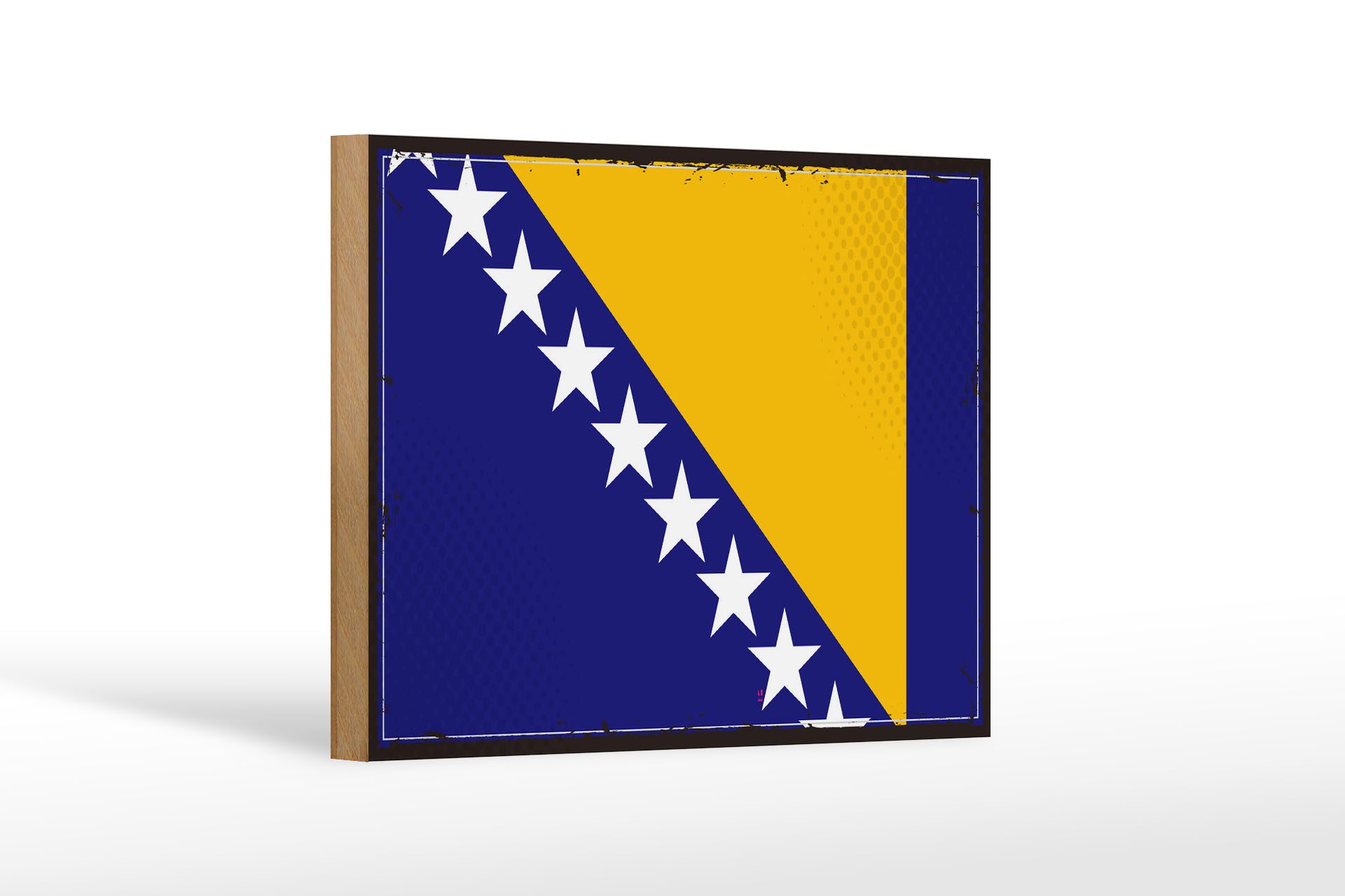 Femer GmbH Holzbild Flagge Bosnien und Herzegowina 18x12 cm Retro, Flaggen (1 St), Glatte Holzfaserplatte (MDF), vorn beschichtet