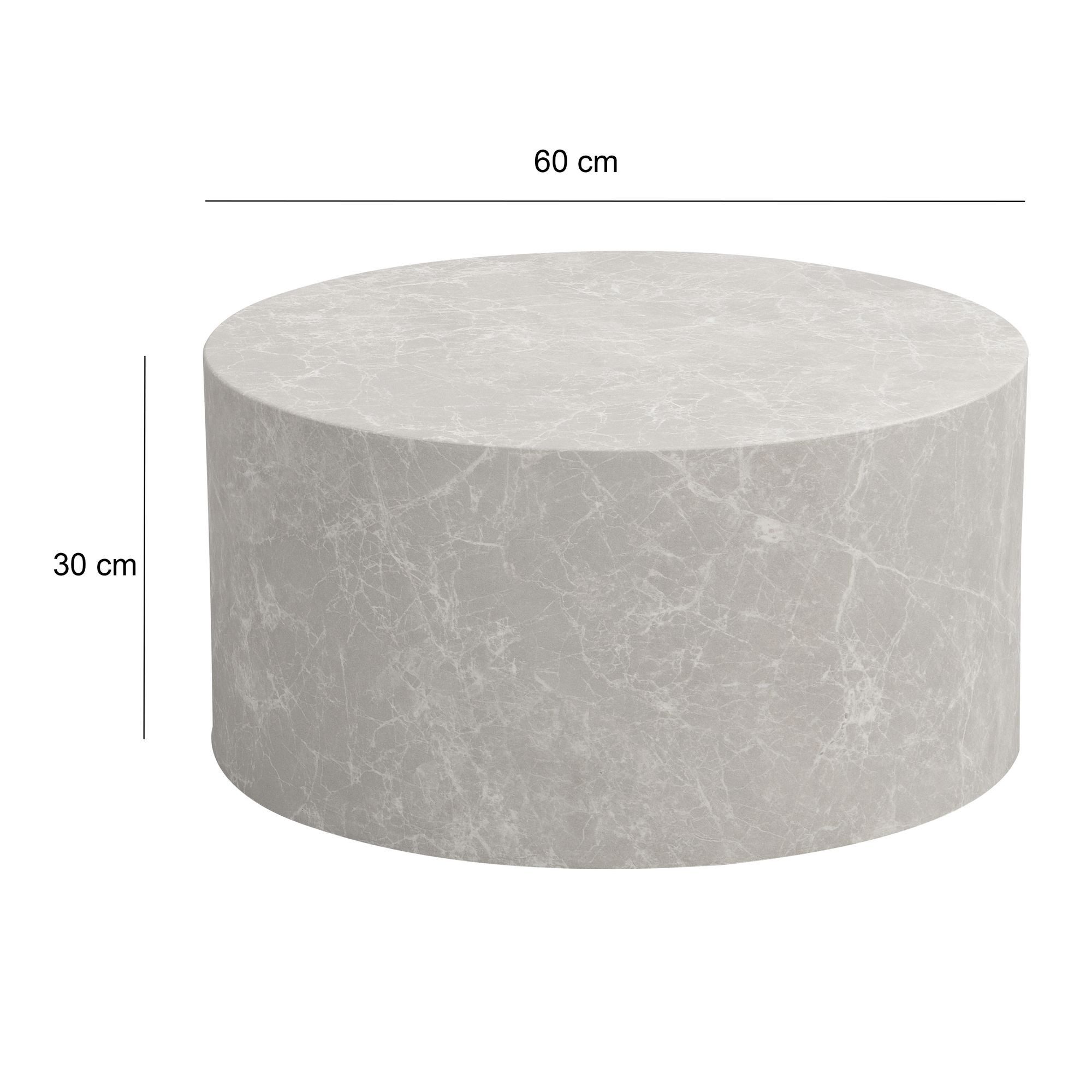 FINEBUY Couchtisch FB71674 Rund 60cm Wohnzimmertisch Sandstein Design Loungetisch (MONOBLOC 60x60x30 cm MDF Stein Optik Sandfarben), Sofatisch Beige, Kaffeetisch Klein Rund Modern