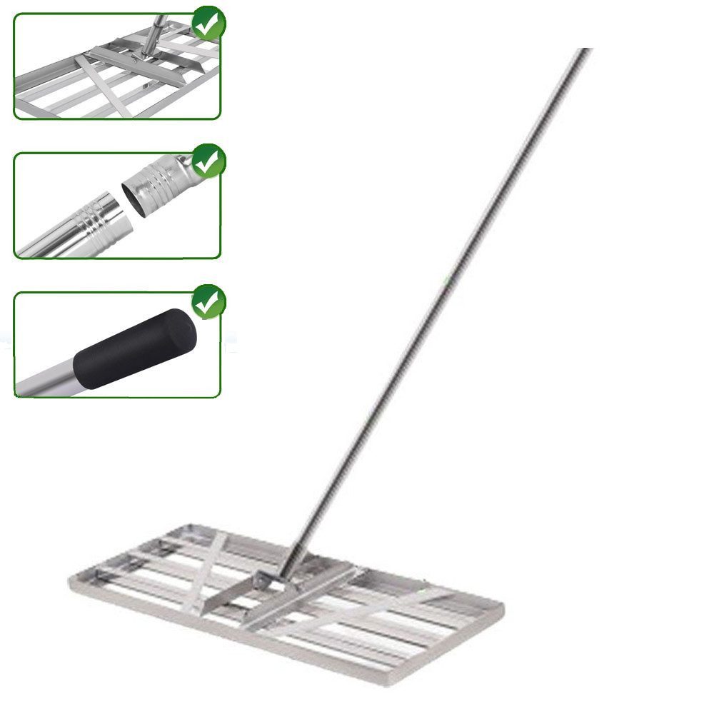Rechen Rasenrechen aus Edelstahl Rasen Rakel für Rasenpflege Leveling Rake